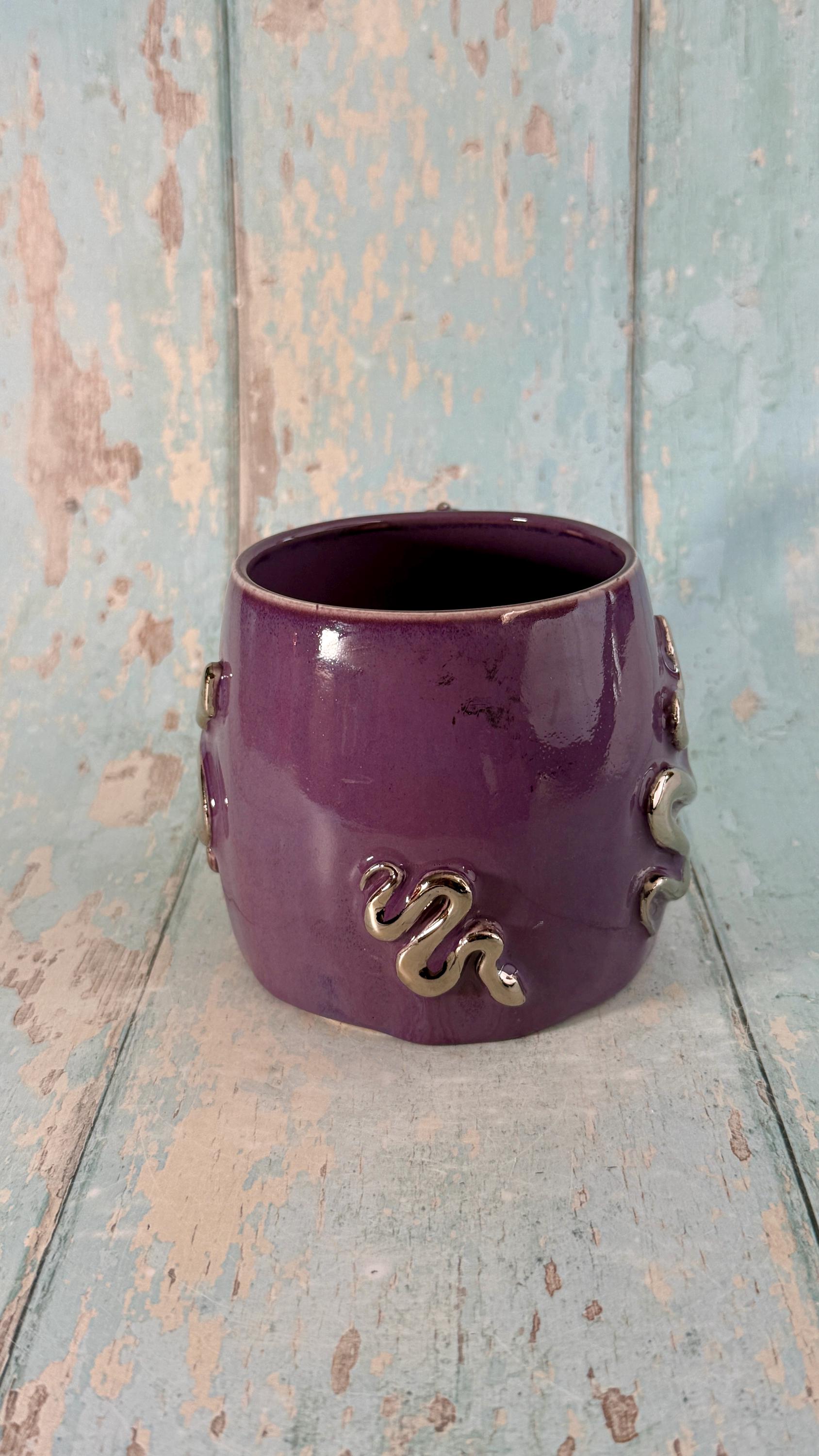 Purple Snake Mug, Handmade Ceramic Cup