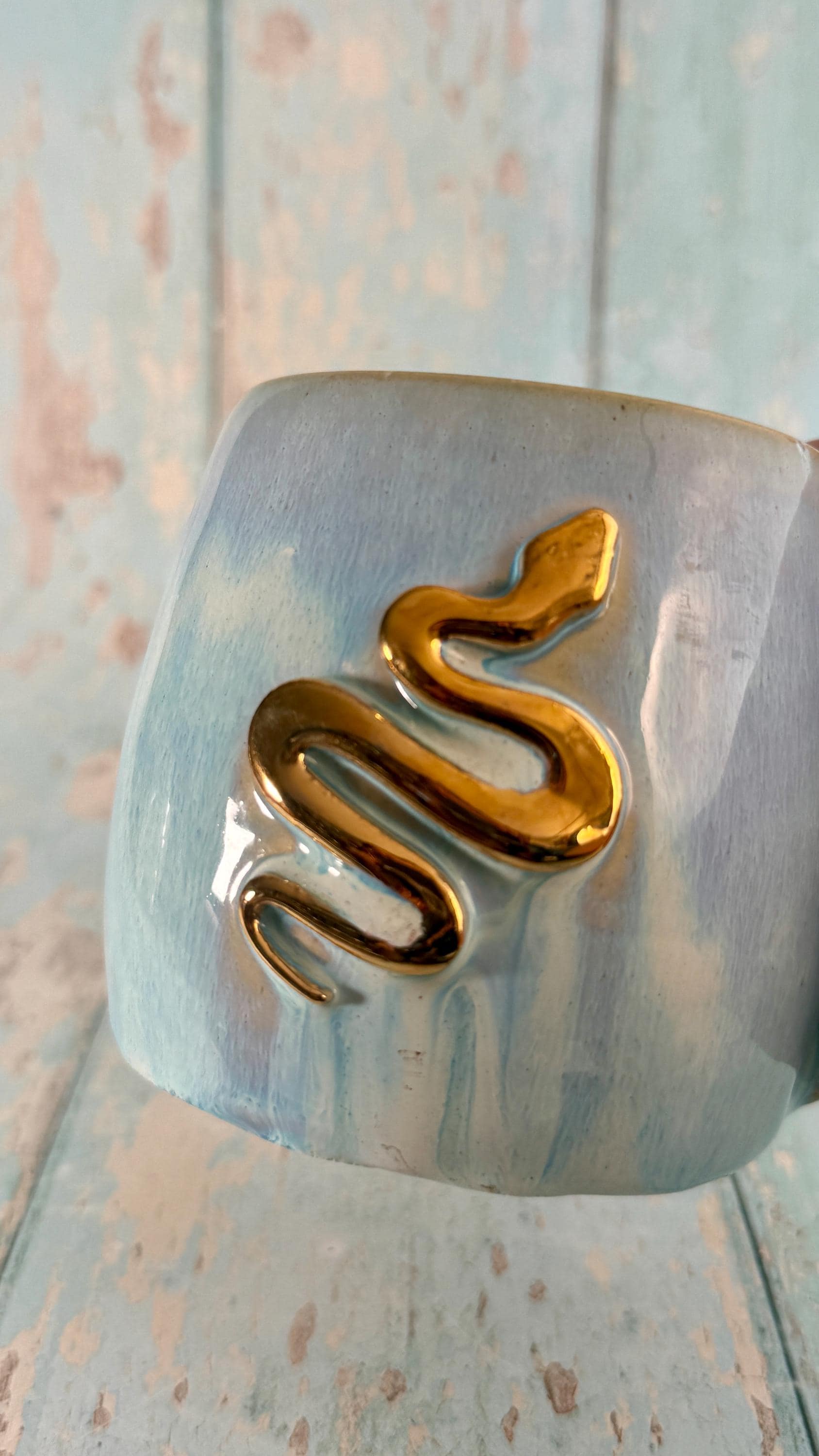 Blue Snake Mug, Handmade Ceramic Cup - Second