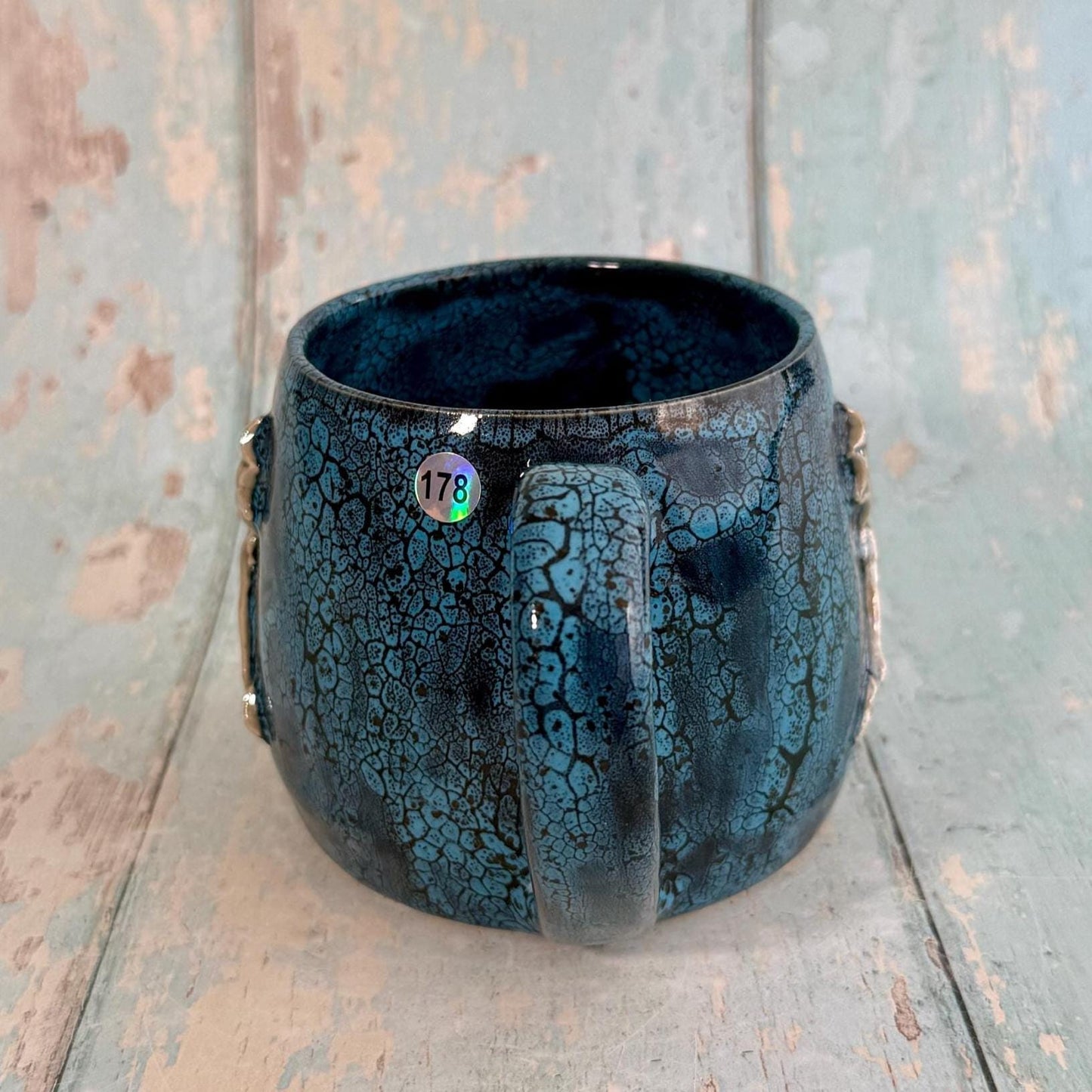 Handmade Blue Dragon Mug, Large Ceramic Cup