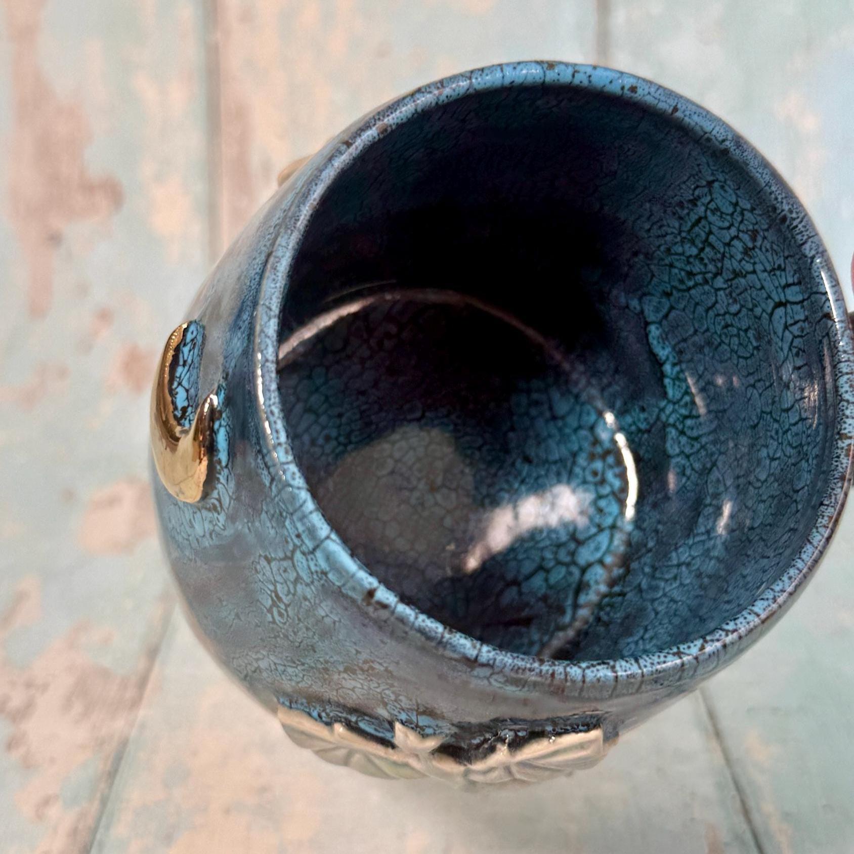 Handmade Blue Dragon Mug, Large Ceramic Cup