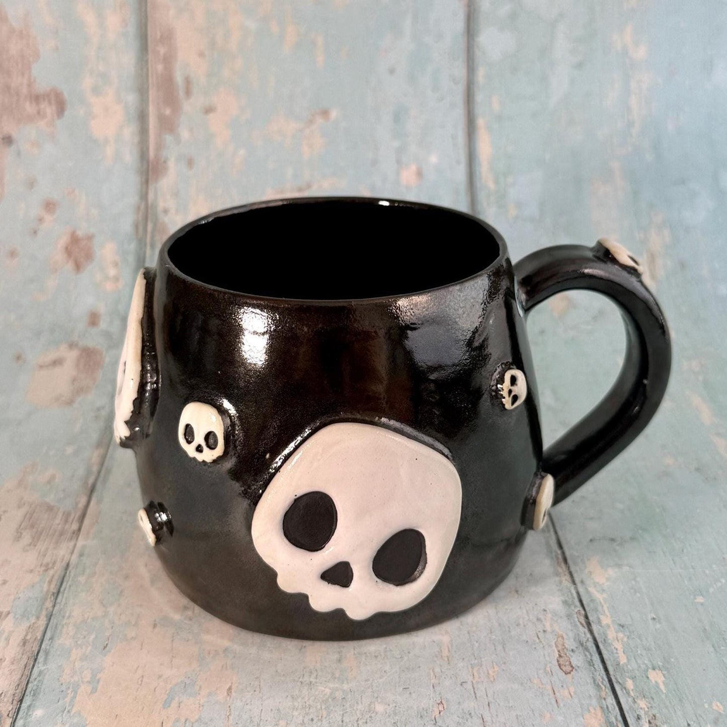 Black Skull Mug, Handmade Ceramic Cup - Second