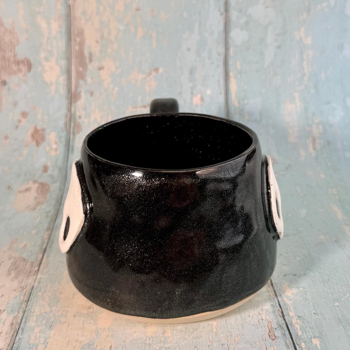 Black Skull Mug, Handmade Ceramic Cup