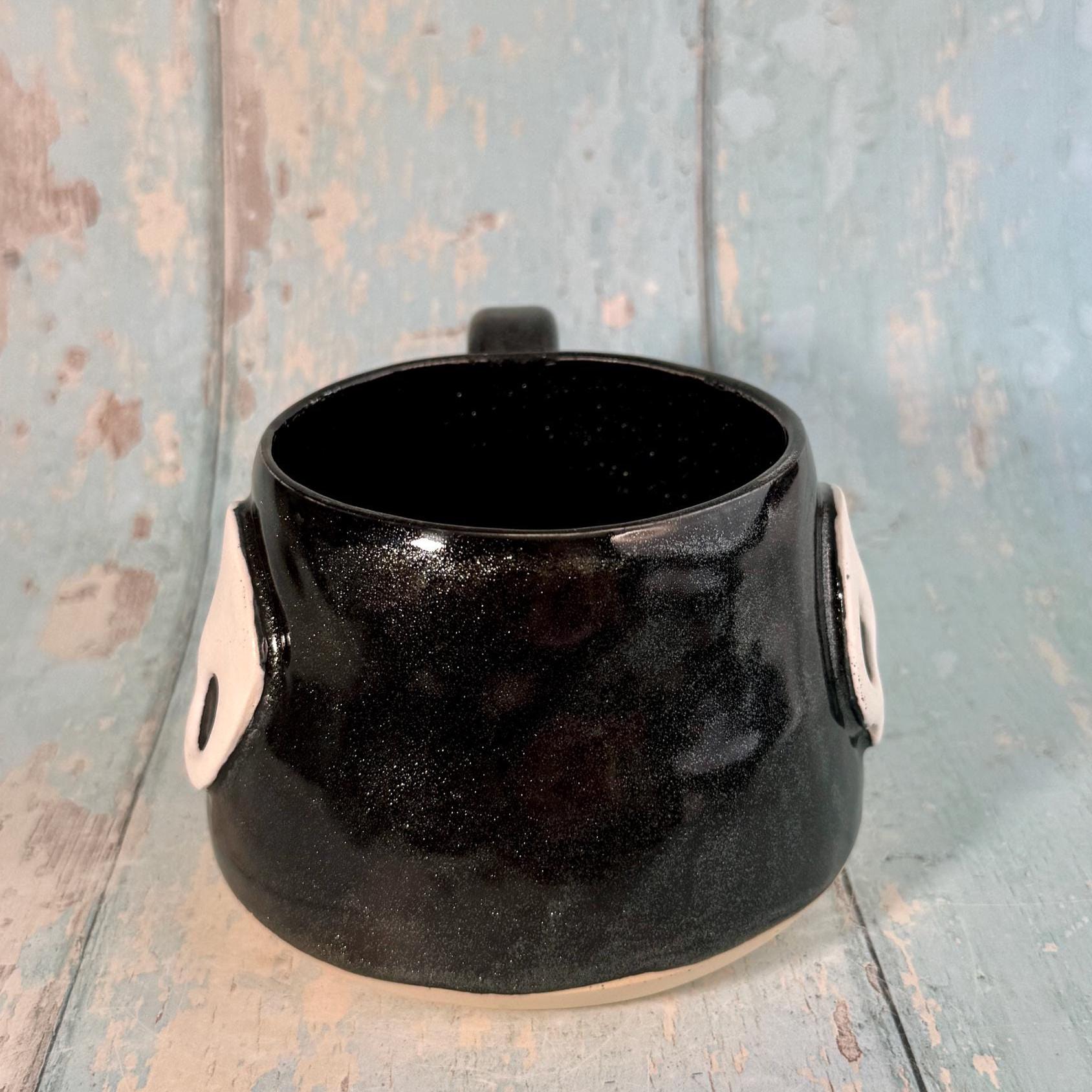 Black Skull Mug, Handmade Ceramic Cup