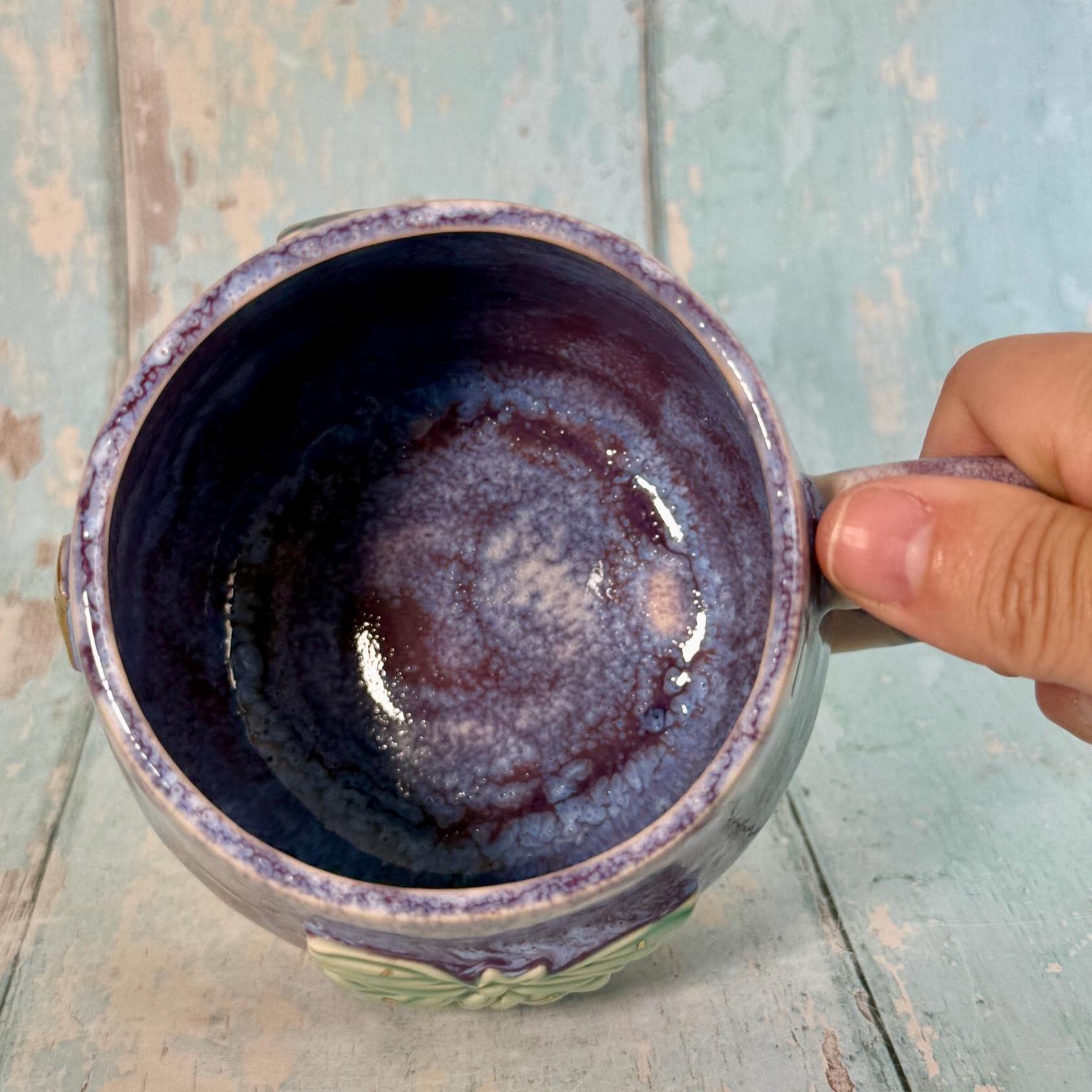 Purple Luna Moth Mug, Large Ceramic Cup