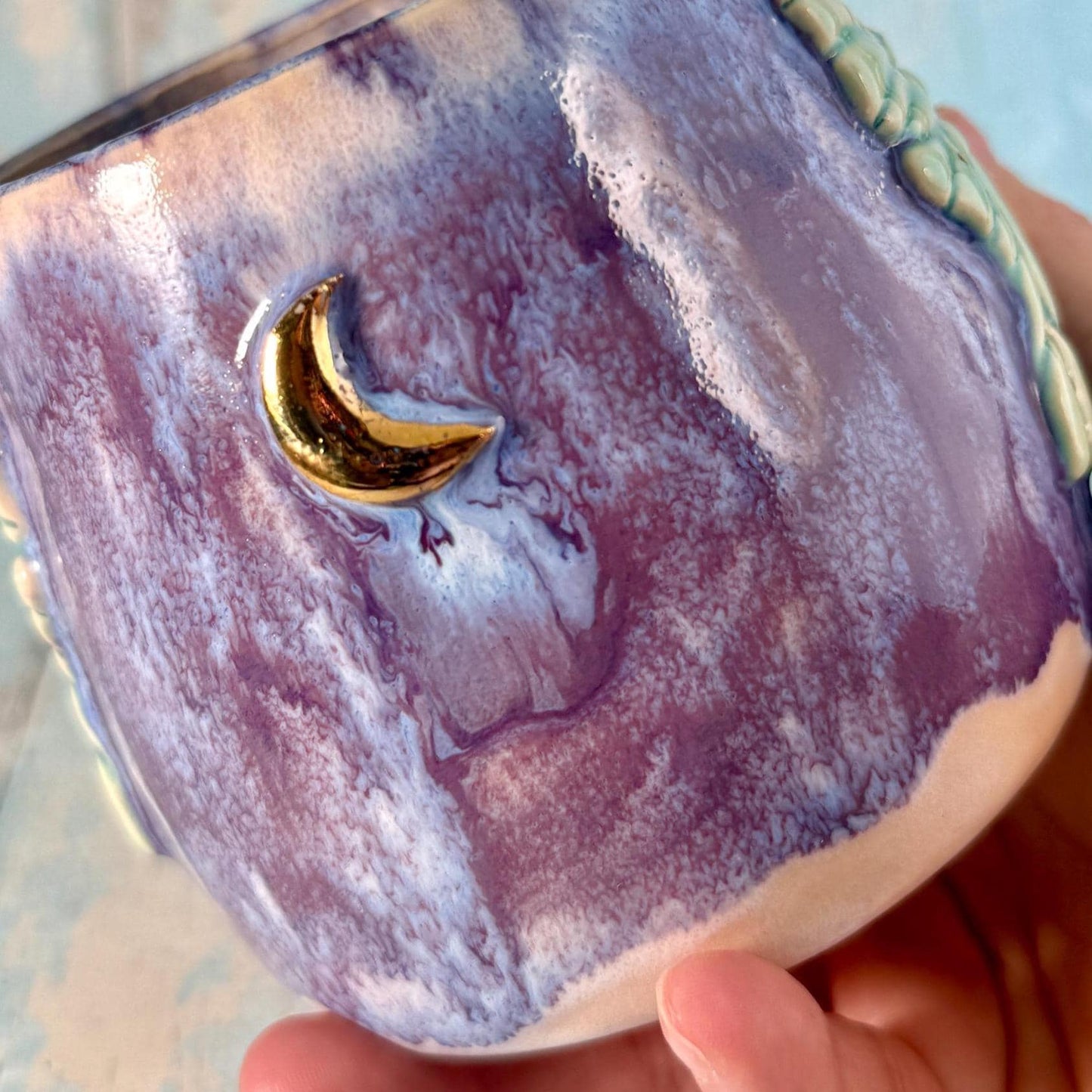 Purple Luna Moth Mug, Large Ceramic Cup