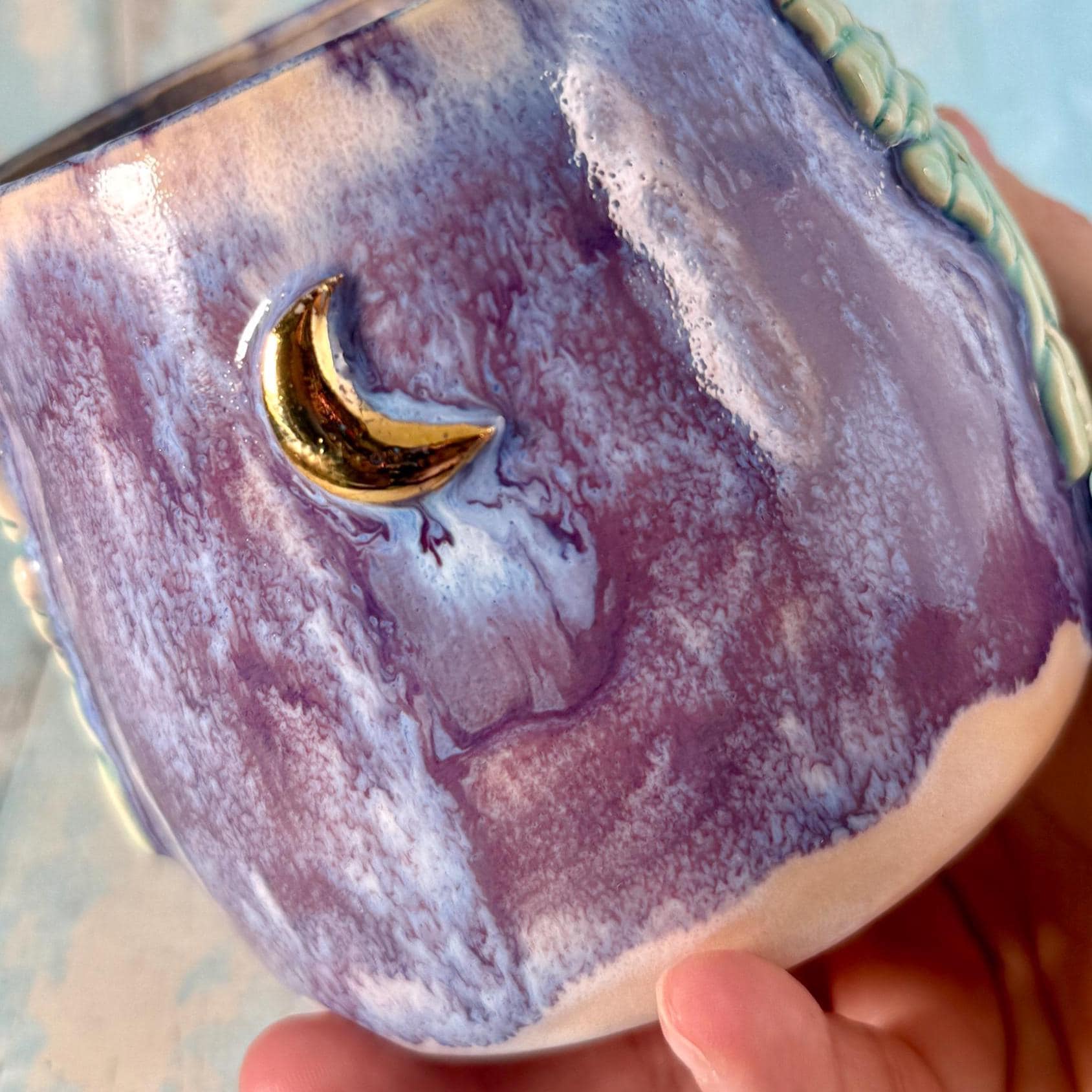 Purple Luna Moth Mug, Large Ceramic Cup