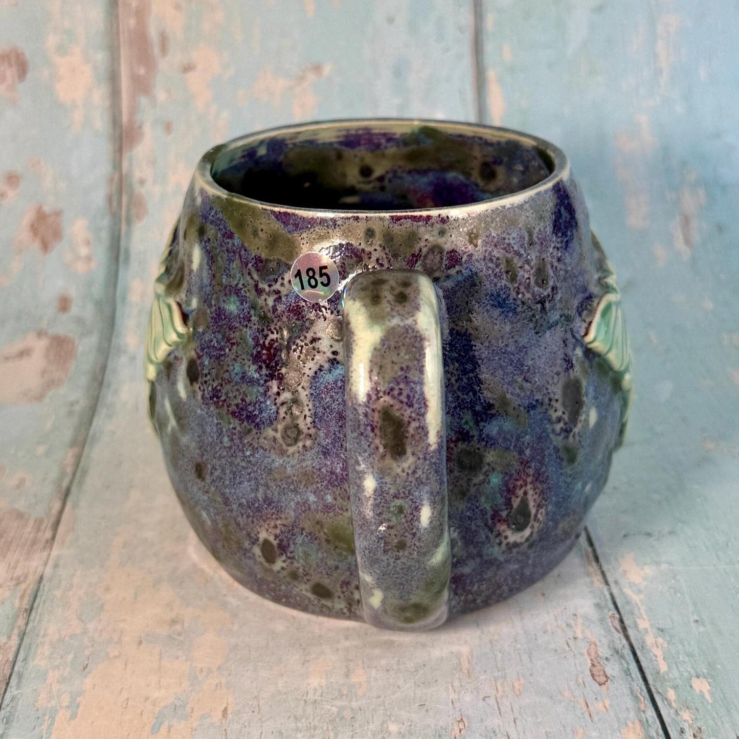 Purple and Green Luna Moth Mug, Large Ceramic Cup - Second
