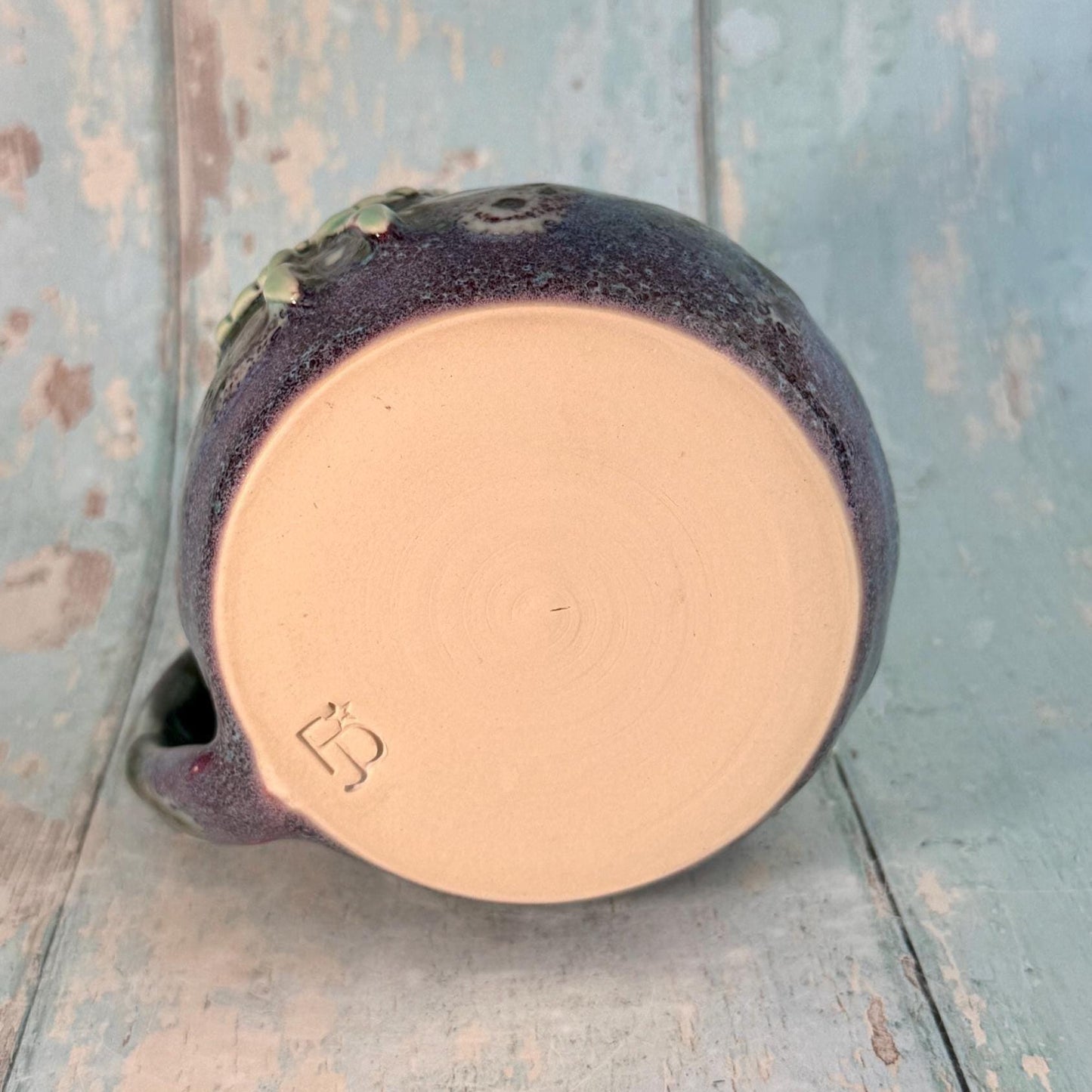 Purple and Green Luna Moth Mug, Large Ceramic Cup - Second