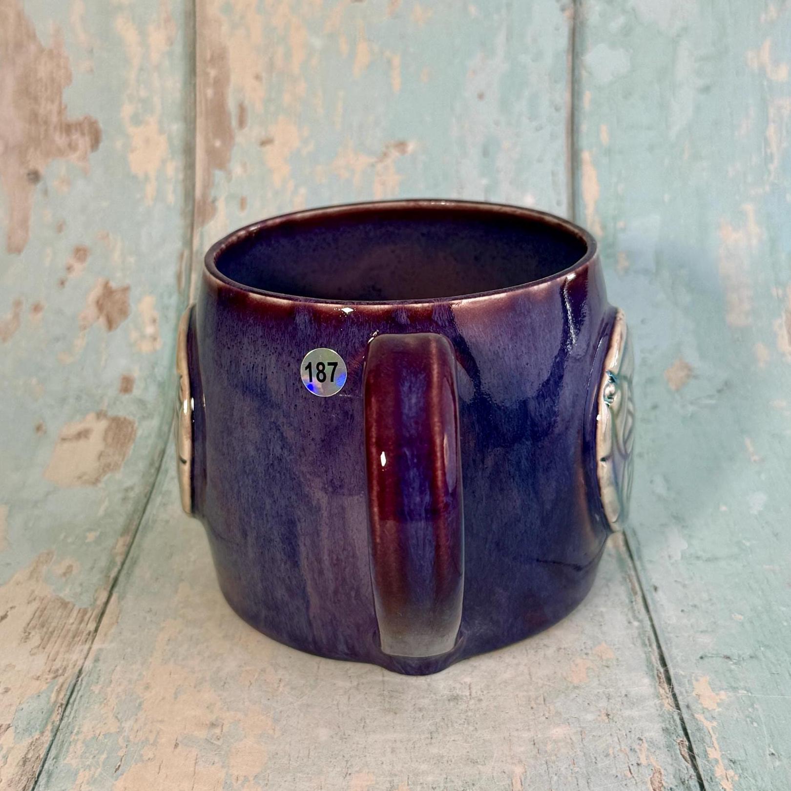Purple Luna Moth Mug, Large Ceramic Cup - Second