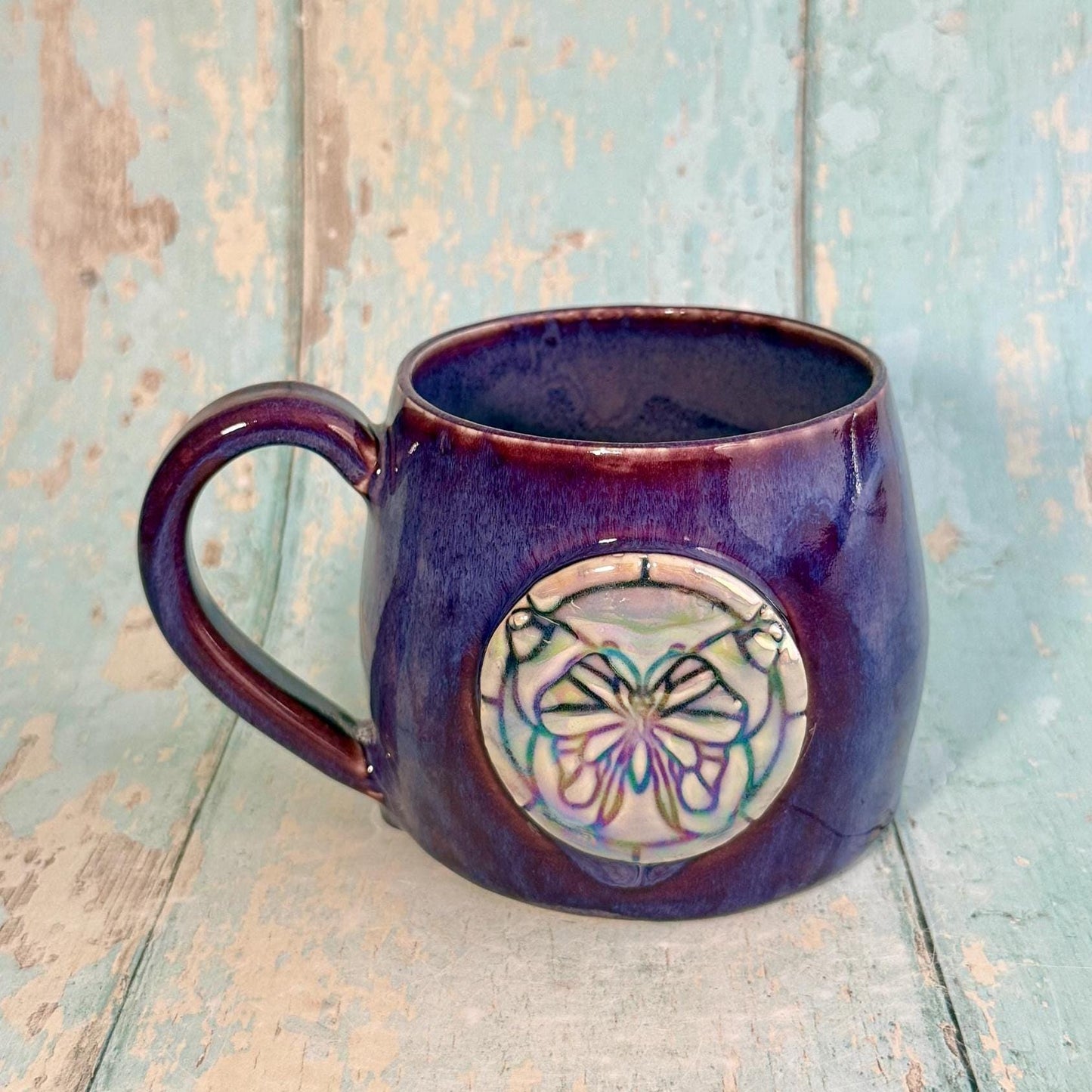 Purple Luna Moth Mug, Large Ceramic Cup - Second