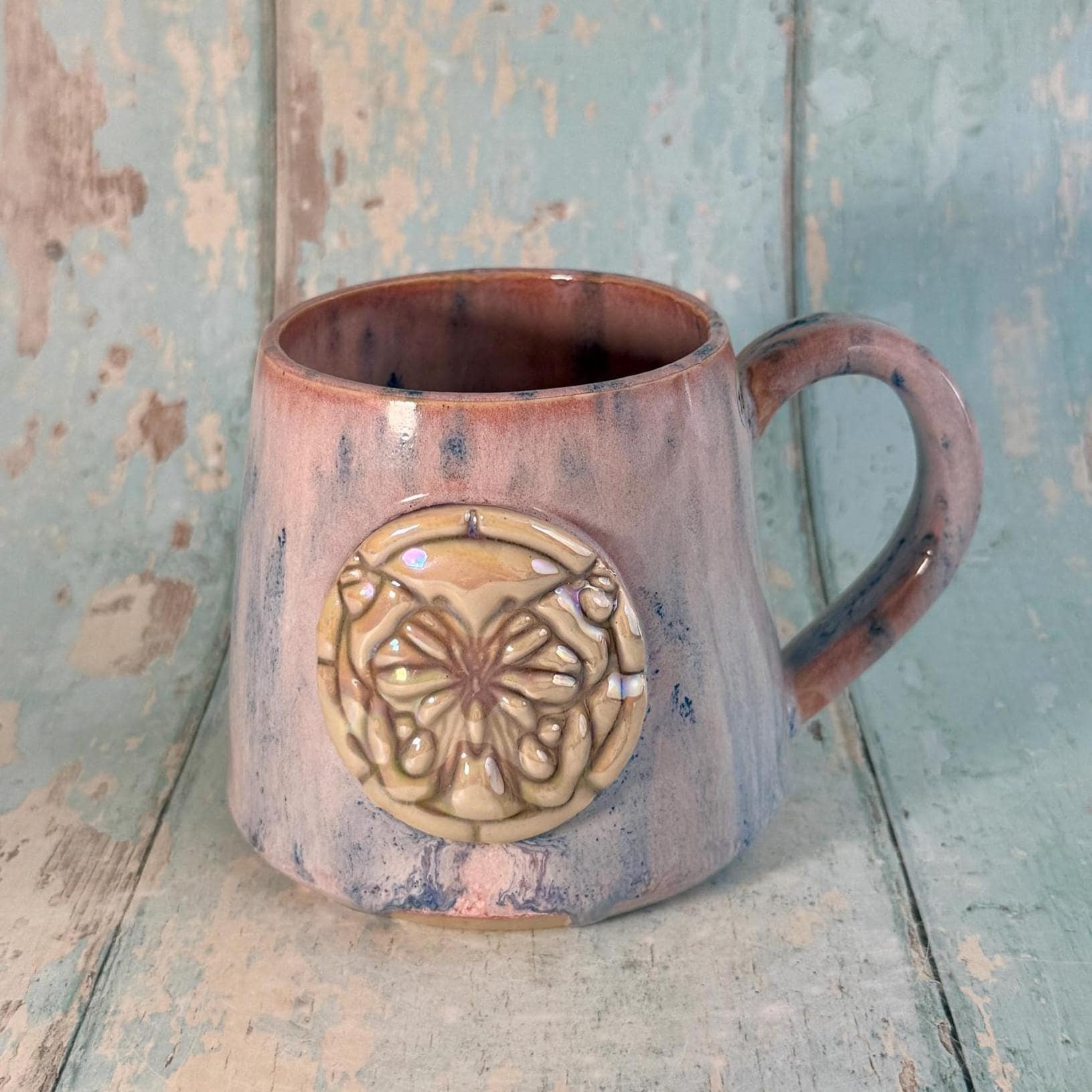 Pink and Purple Luna Moth Mug, Large Ceramic Cup - Second