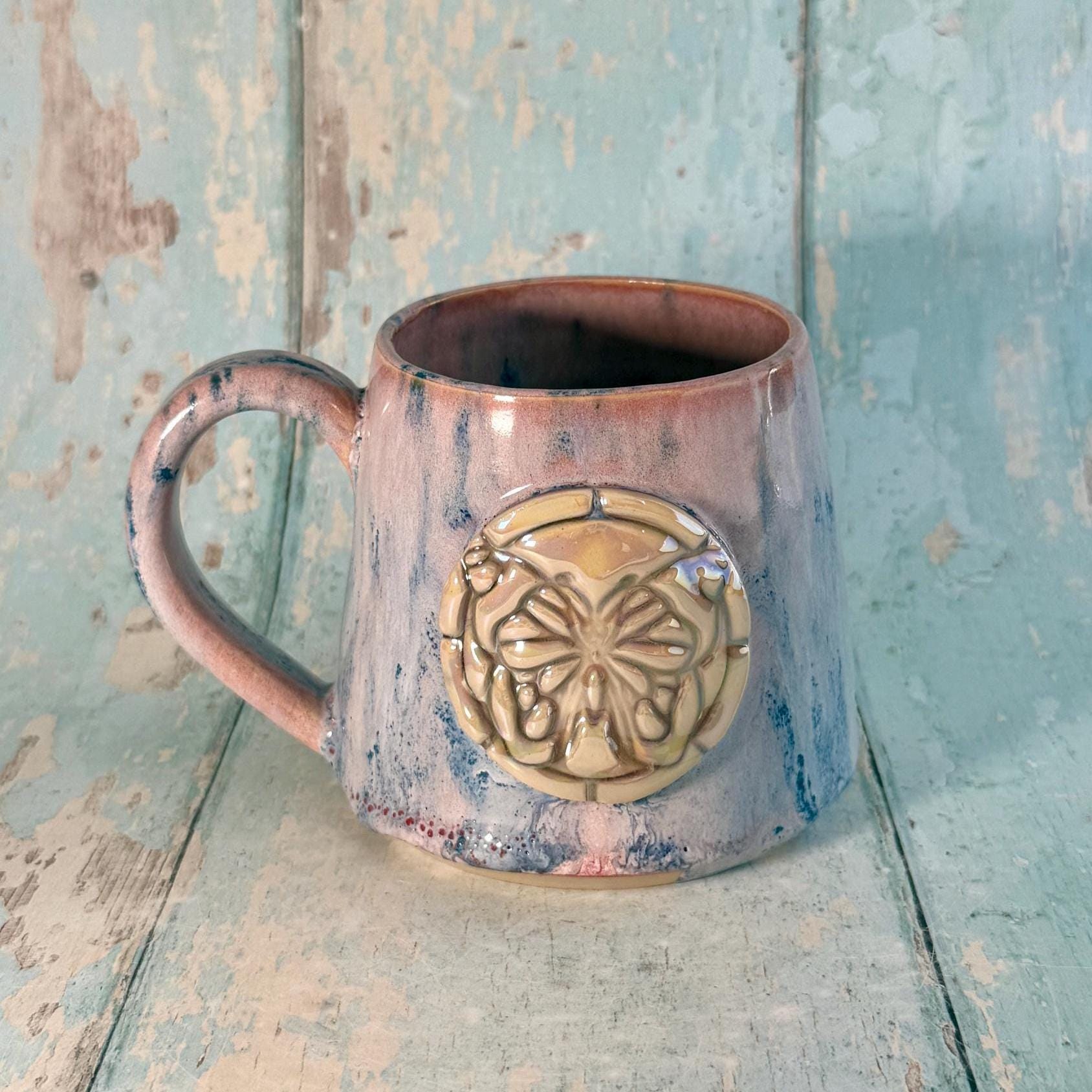 Pink and Purple Luna Moth Mug, Large Ceramic Cup - Second