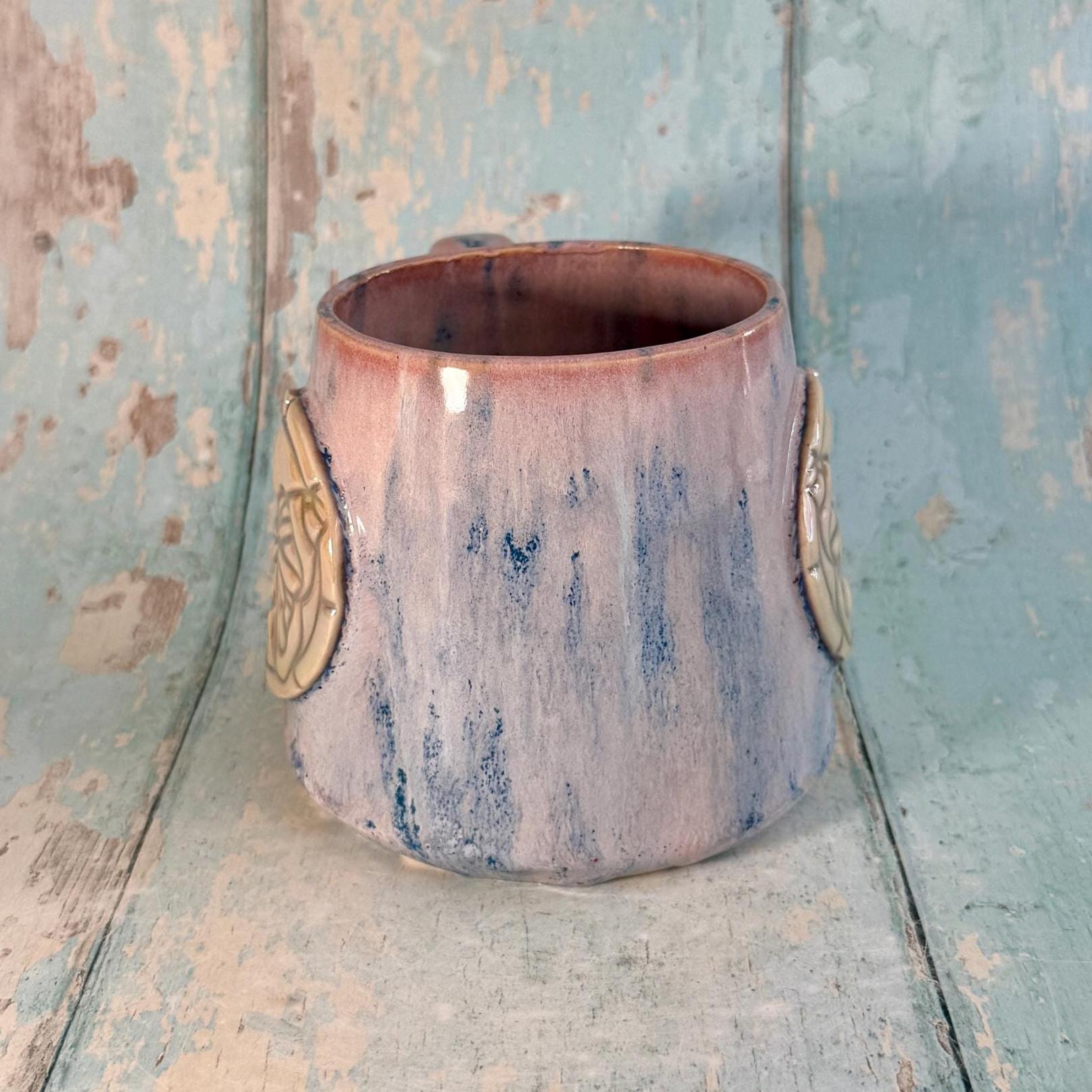 Pink and Purple Luna Moth Mug, Large Ceramic Cup - Second