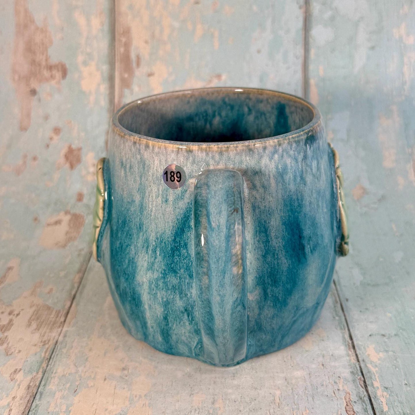 Turquoise Luna Moth Mug, Large Ceramic Cup - Second