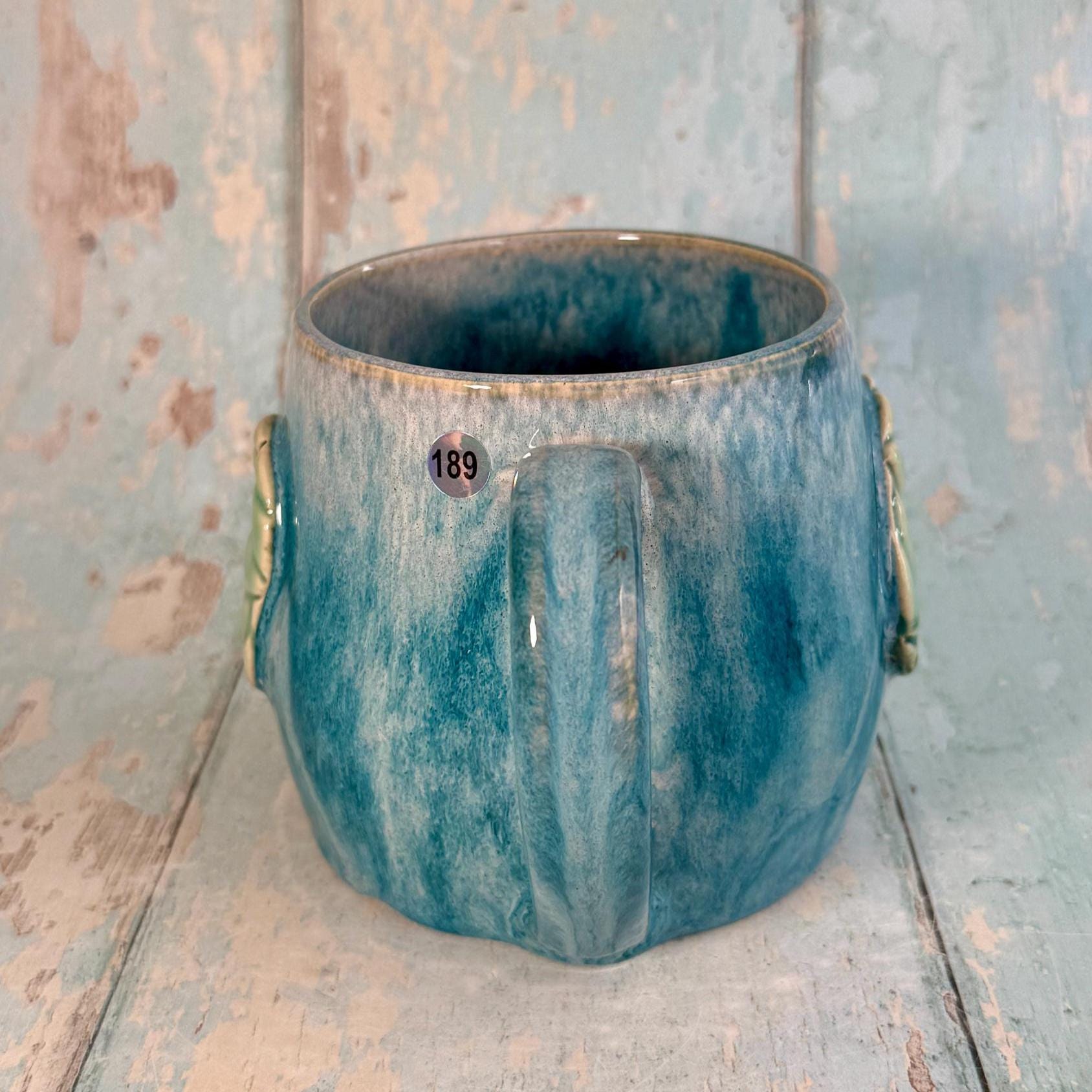 Turquoise Luna Moth Mug, Large Ceramic Cup - Second
