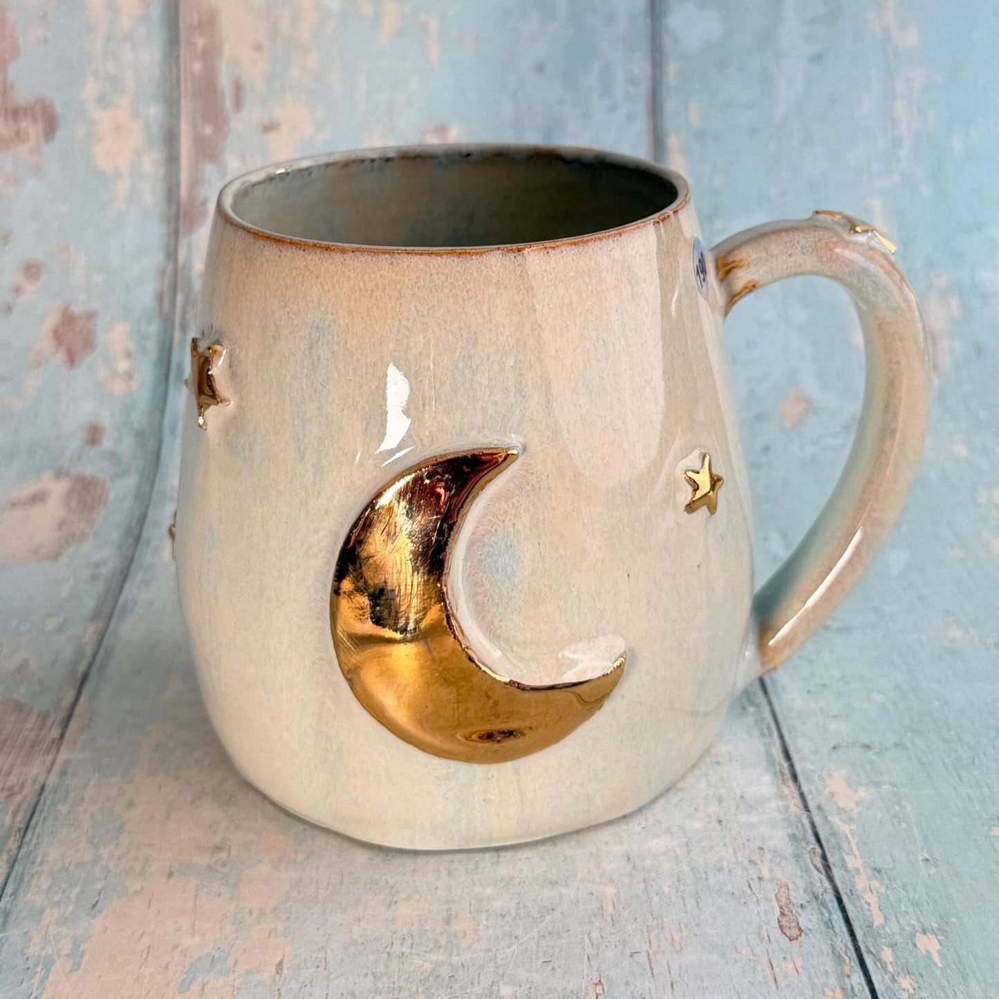 Blue and Gold Moon Mug, Handmade Ceramic Mug - Second