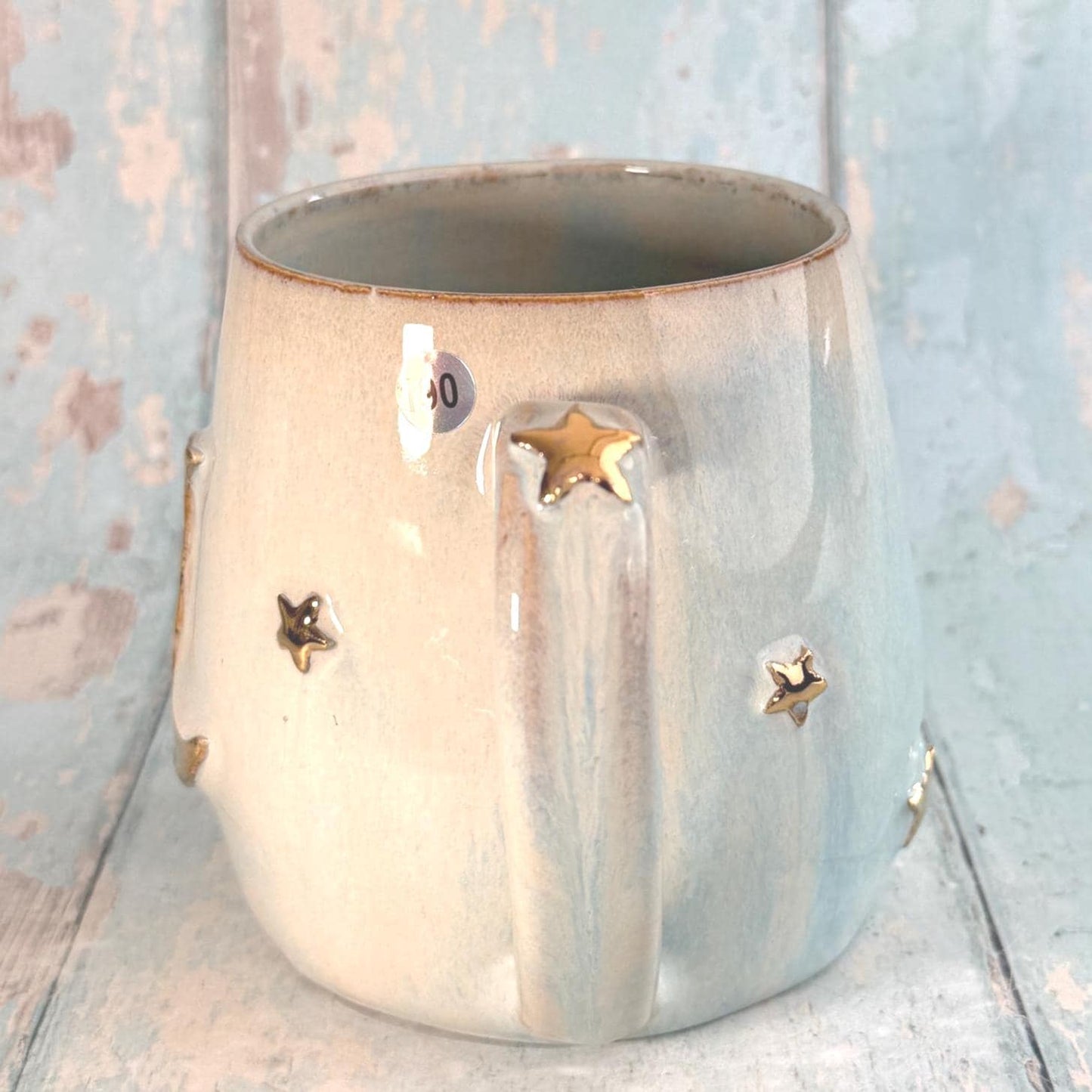 Blue and Gold Moon Mug, Handmade Ceramic Mug - Second