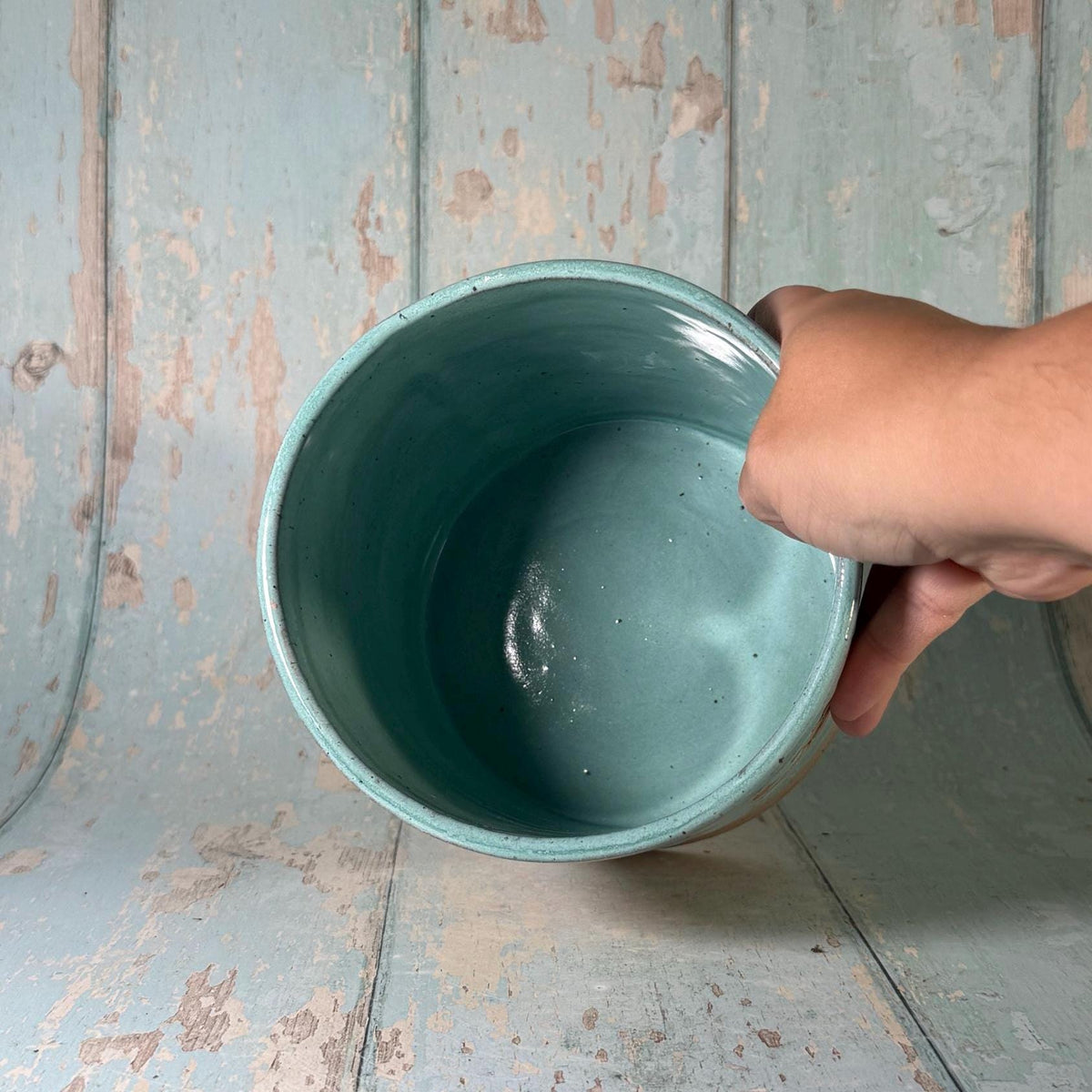 Aqua Green Monstera Planter, Ceramic Plant Pot