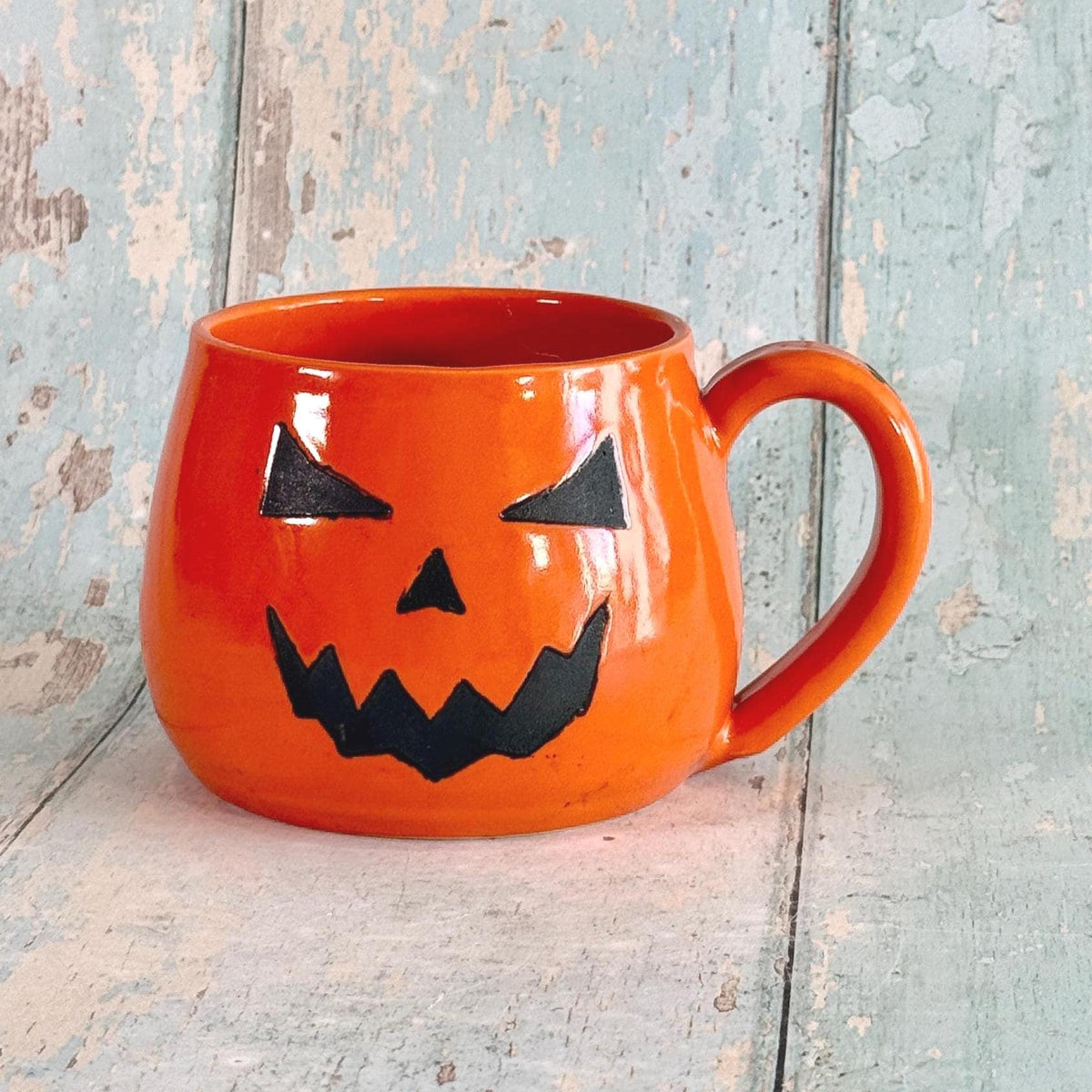 Orange Halloween Pumpkin, Jack O Lantern Mug, Large Ceramic Cup