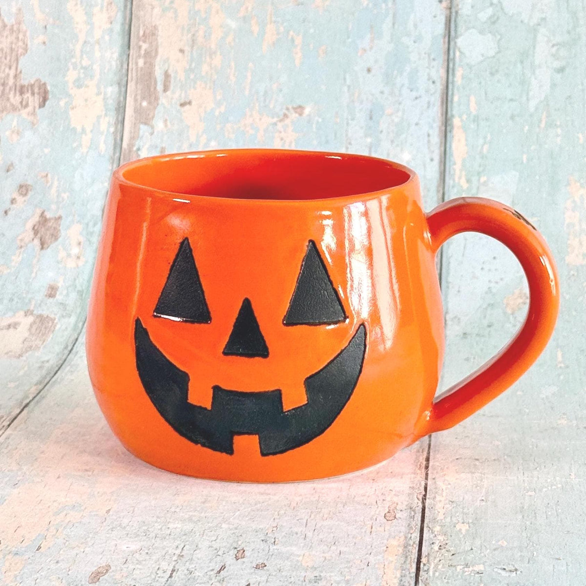 Orange Halloween Pumpkin, Jack O Lantern Mug, Large Ceramic Cup