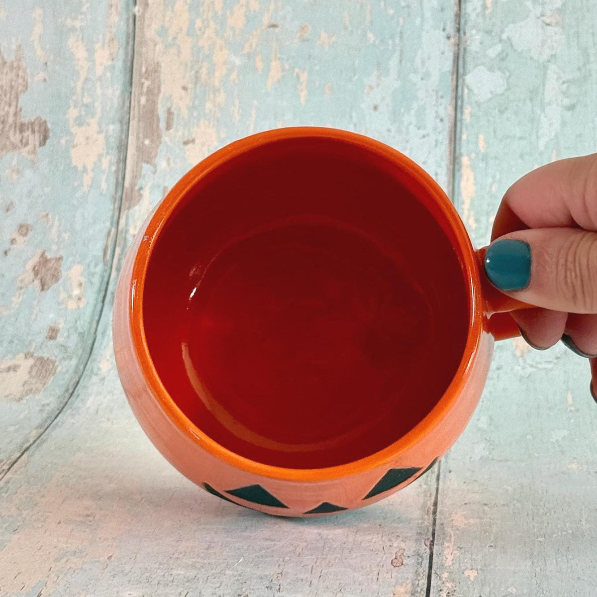 Orange Halloween Pumpkin, Jack O Lantern Mug, Large Ceramic Cup