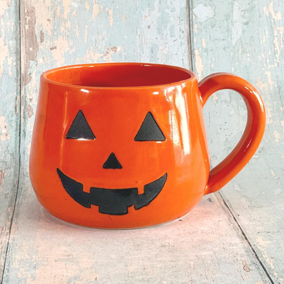Orange Halloween Pumpkin, Jack O Lantern Mug, Large Ceramic Cup - Second