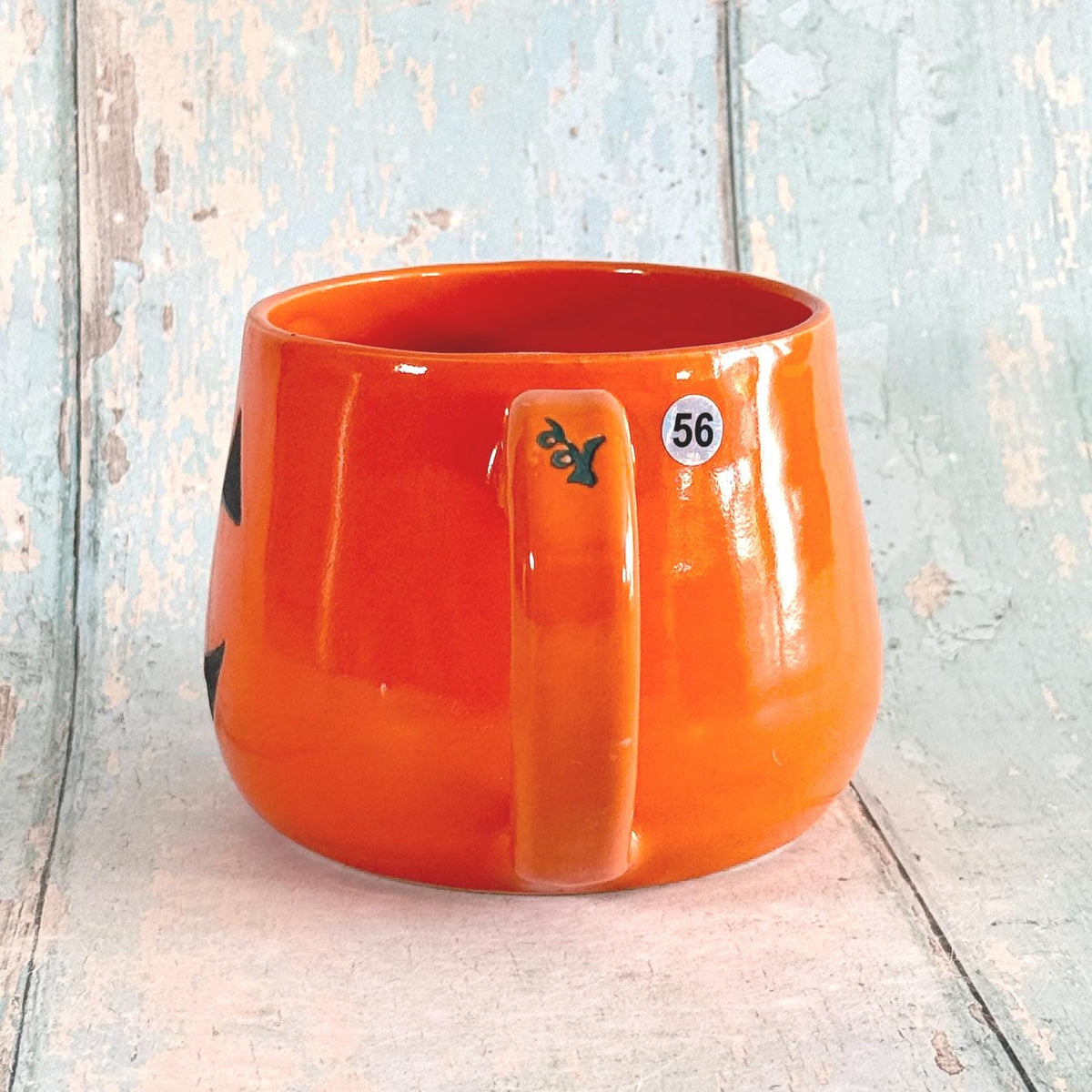 Orange Halloween Pumpkin, Jack O Lantern Mug, Large Ceramic Cup - Second