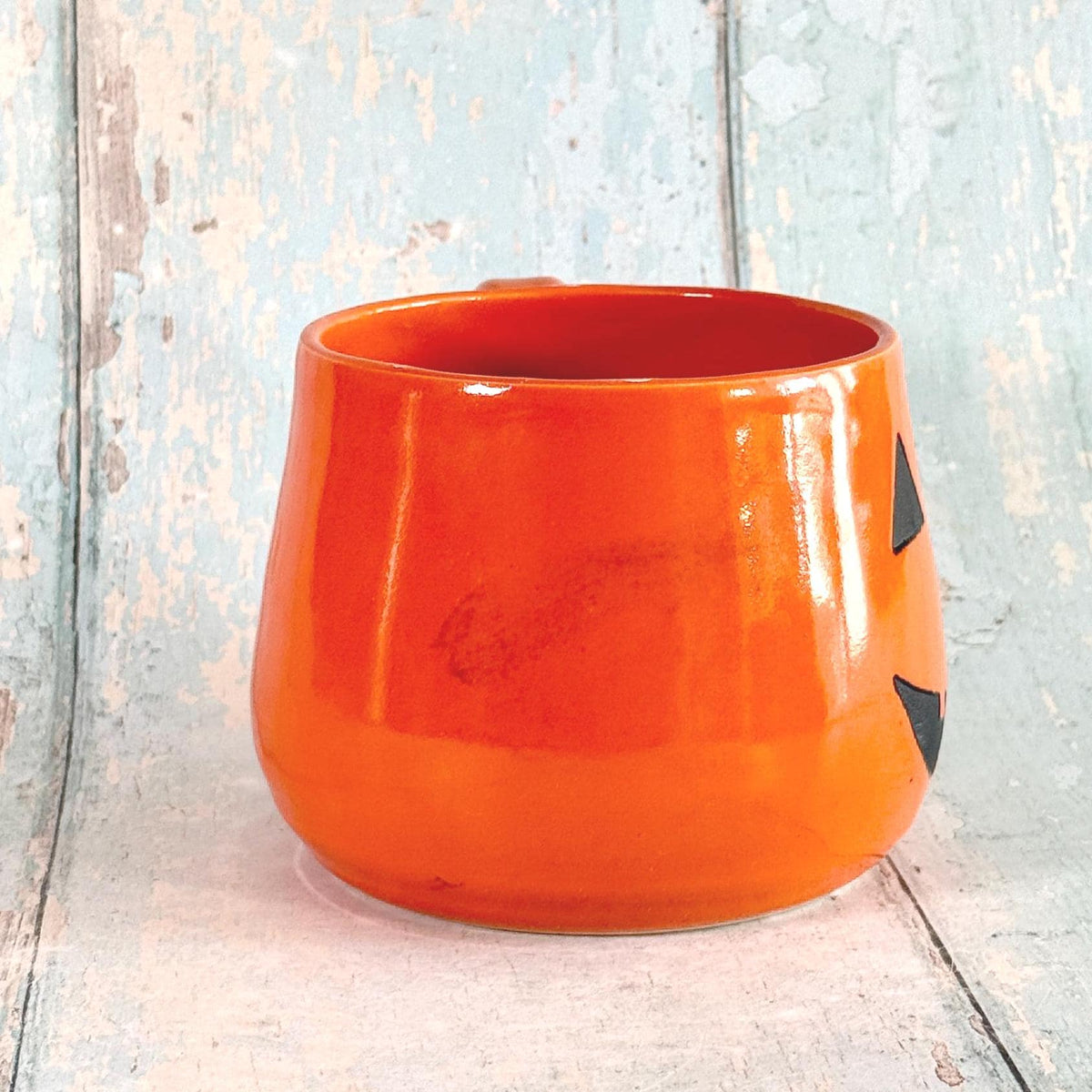 Orange Halloween Pumpkin, Jack O Lantern Mug, Large Ceramic Cup - Second