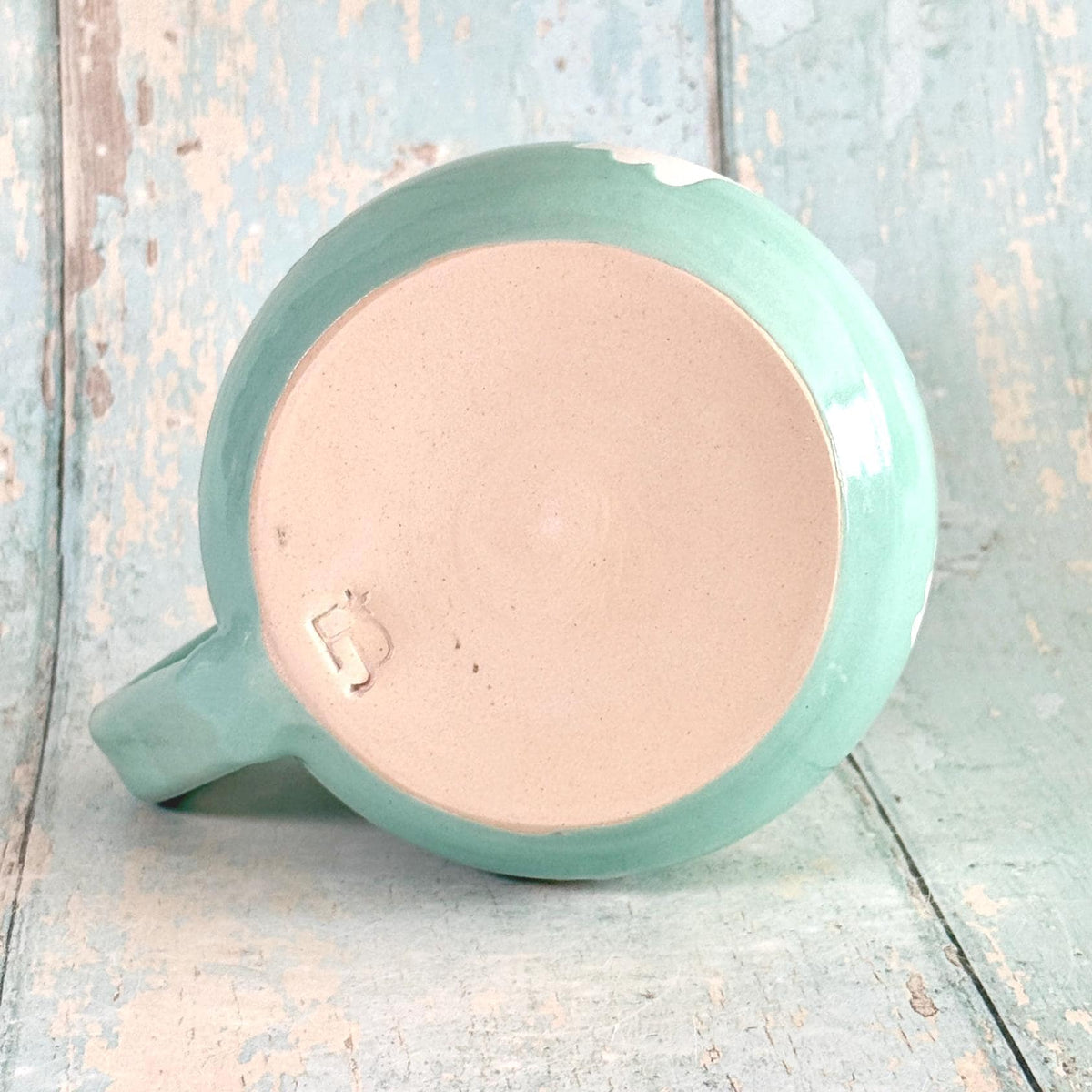 Turquoise Ghost Mug, Handmade Ceramic Cup, Spooky Halloween Mug