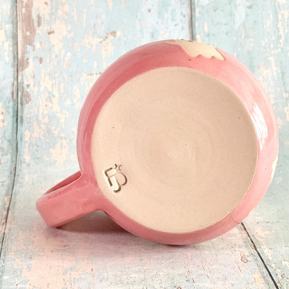 Pink Ghost Mug, Handmade Ceramic Cup, Spooky Halloween Mug
