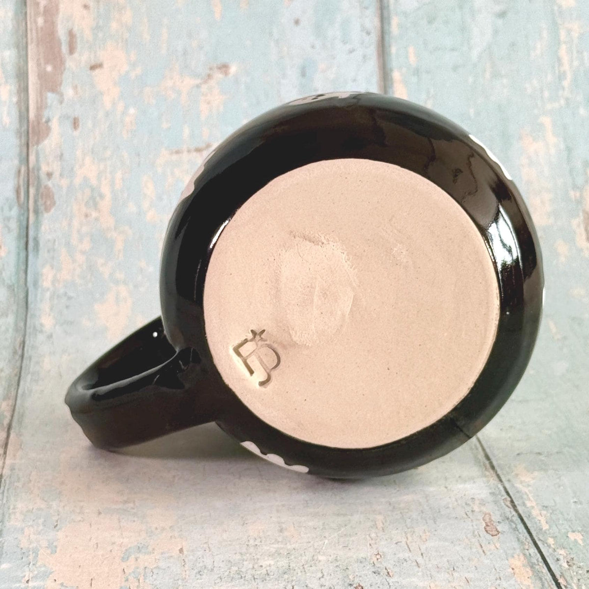 Black Ghost Mug, Handmade Ceramic Cup, Spooky Halloween Mug