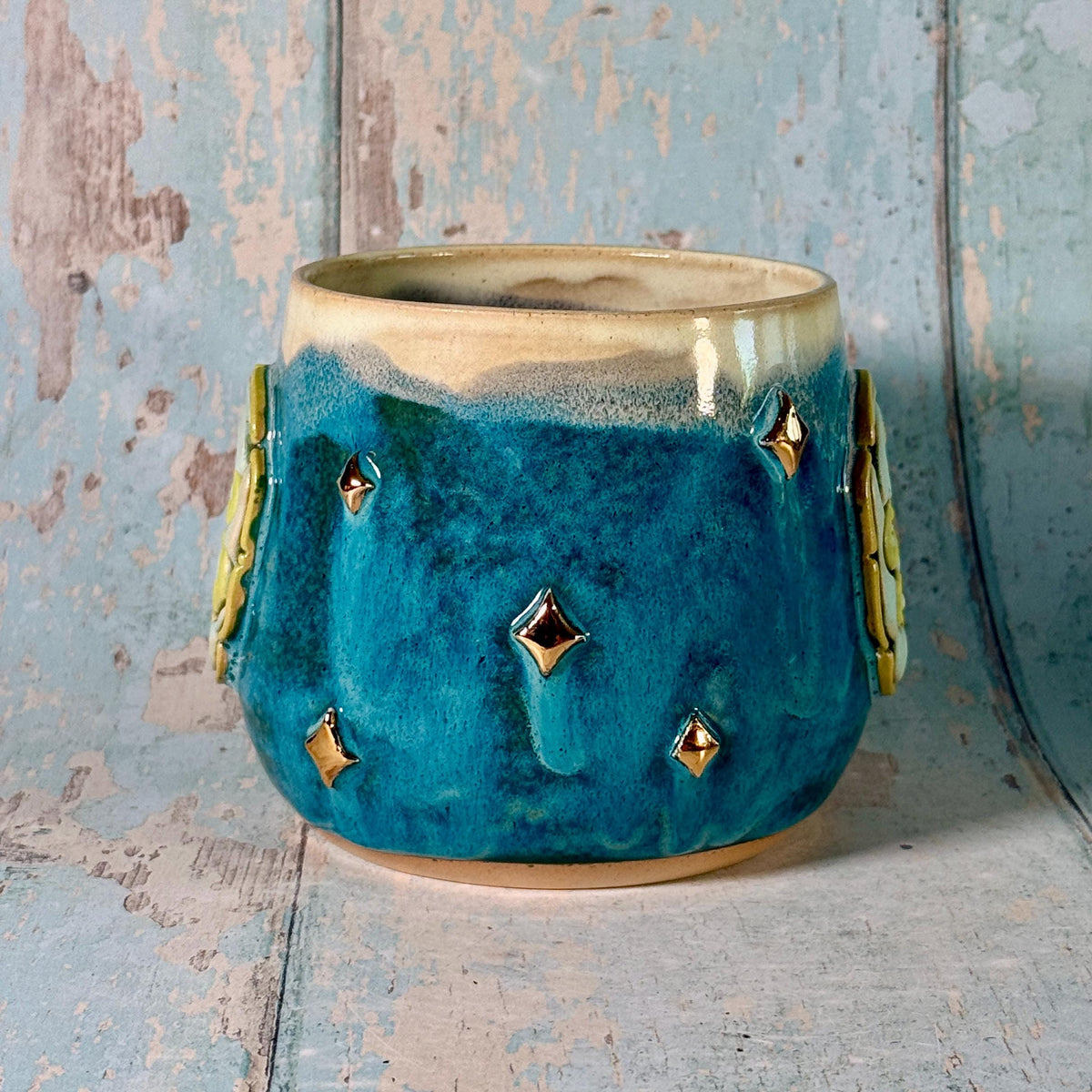 Teal Green Snake Mug, Handmade Ceramic Cup
