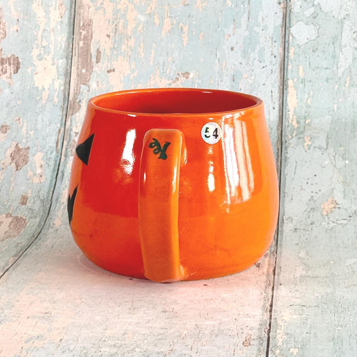 Orange Halloween Pumpkin, Jack O Lantern Mug, Large Ceramic Cup