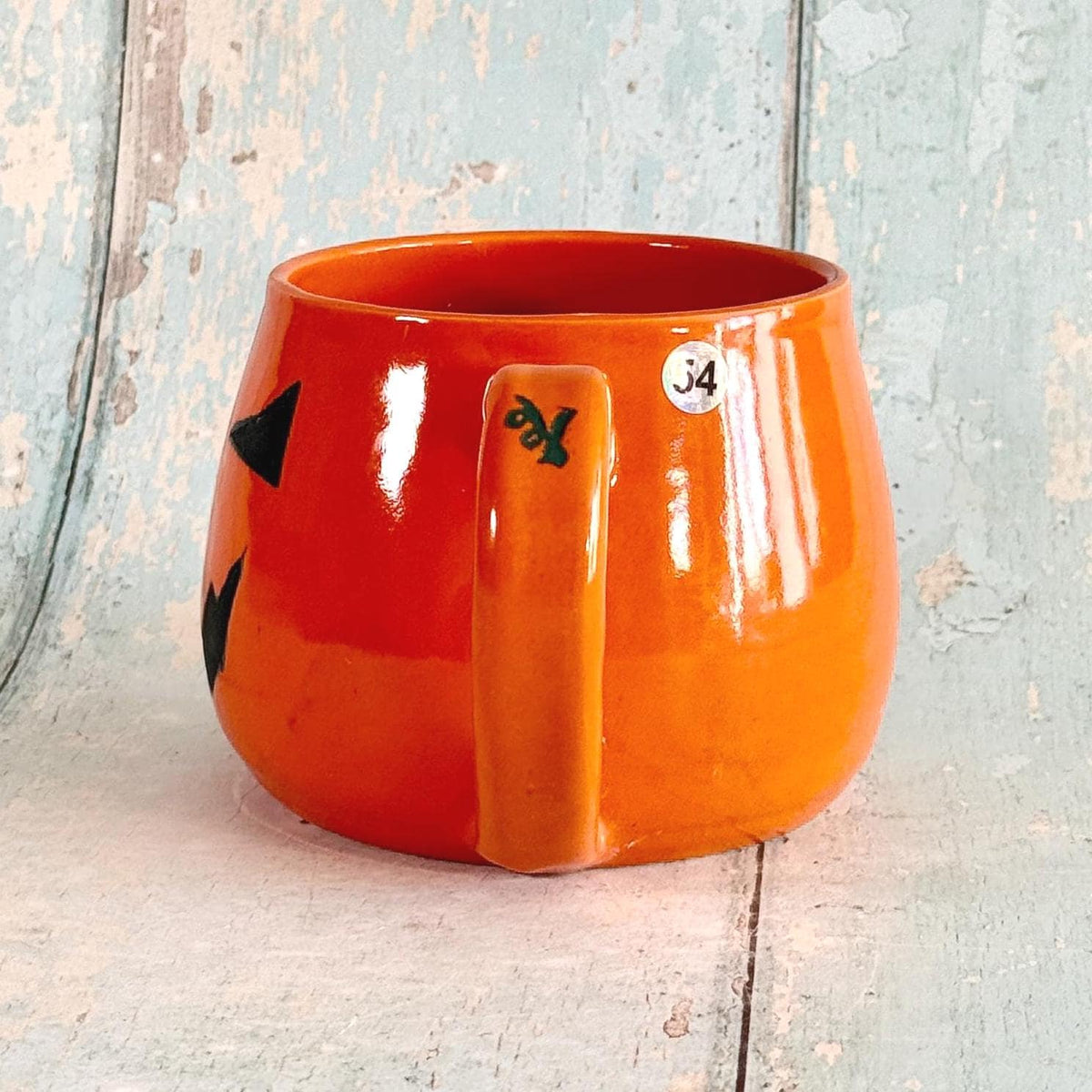 Orange Halloween Pumpkin, Jack O Lantern Mug, Large Ceramic Cup