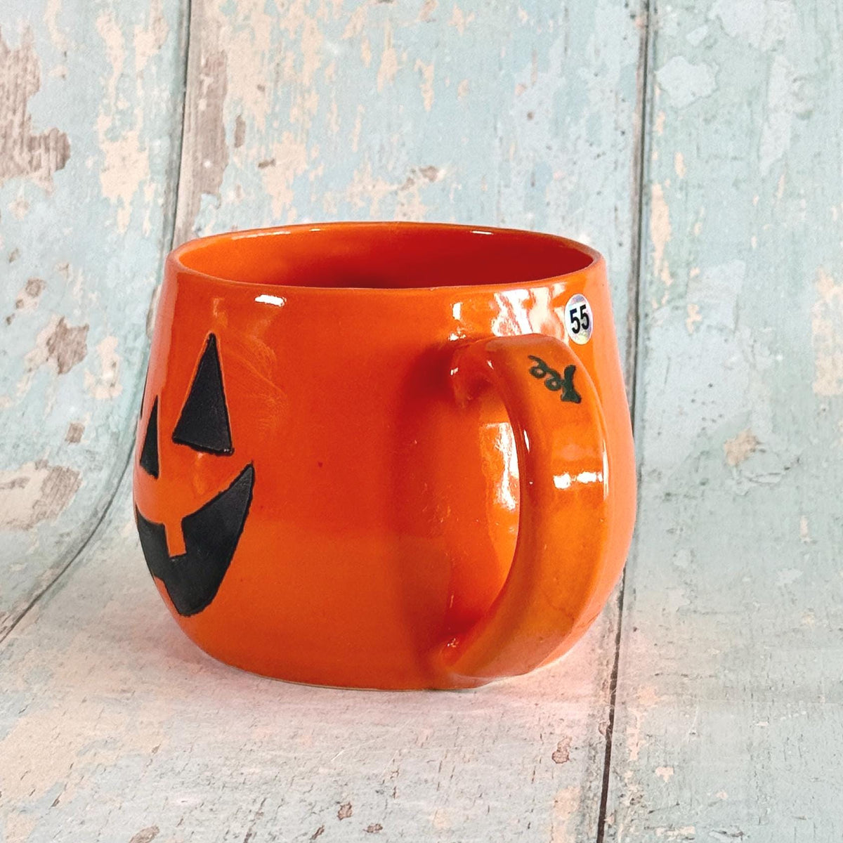 Orange Halloween Pumpkin, Jack O Lantern Mug, Large Ceramic Cup