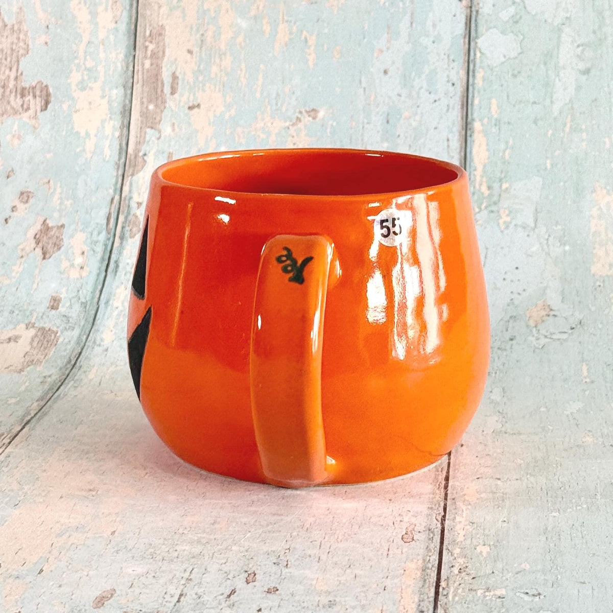 Orange Halloween Pumpkin, Jack O Lantern Mug, Large Ceramic Cup