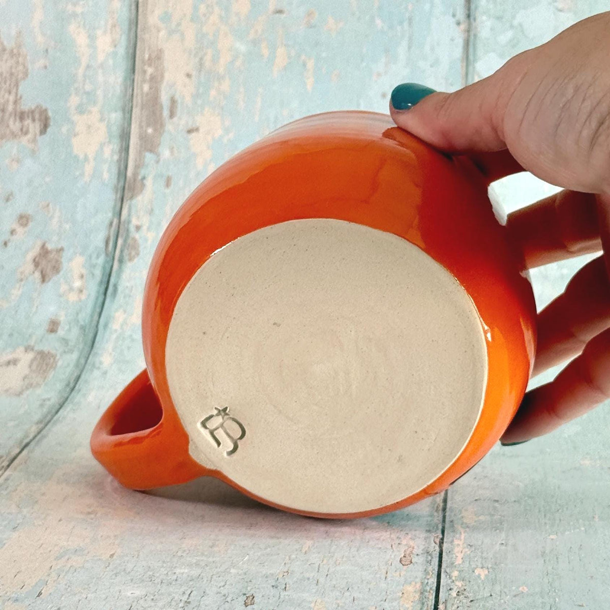 Orange Halloween Pumpkin, Jack O Lantern Mug, Large Ceramic Cup