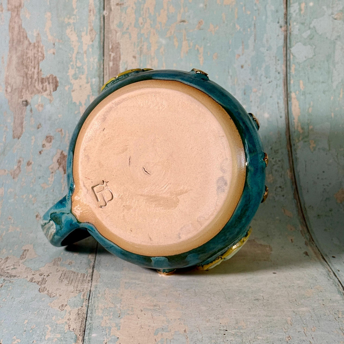 Teal Green Snake Mug, Handmade Ceramic Cup