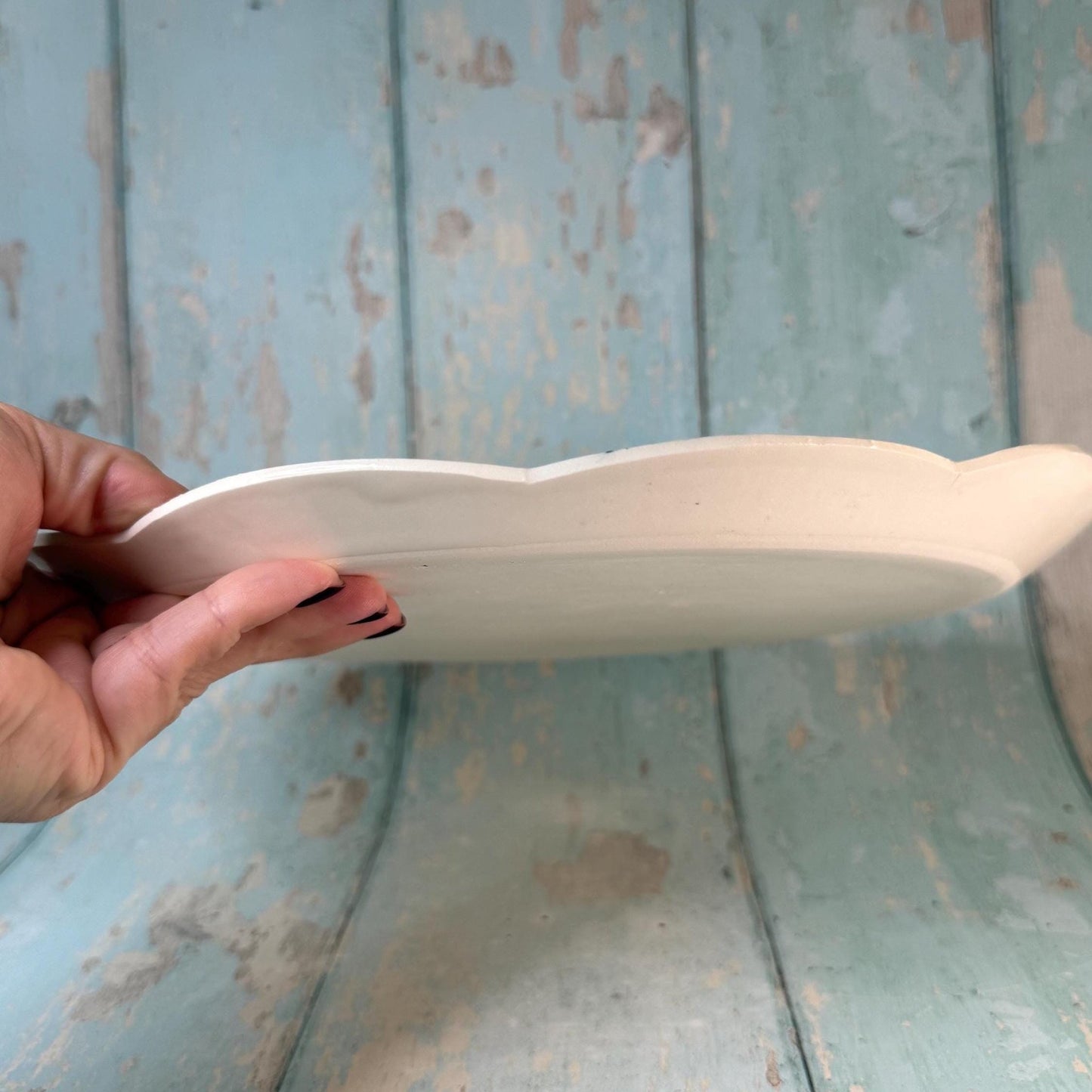 Large black and White Floral Platter - FJD Ceramics