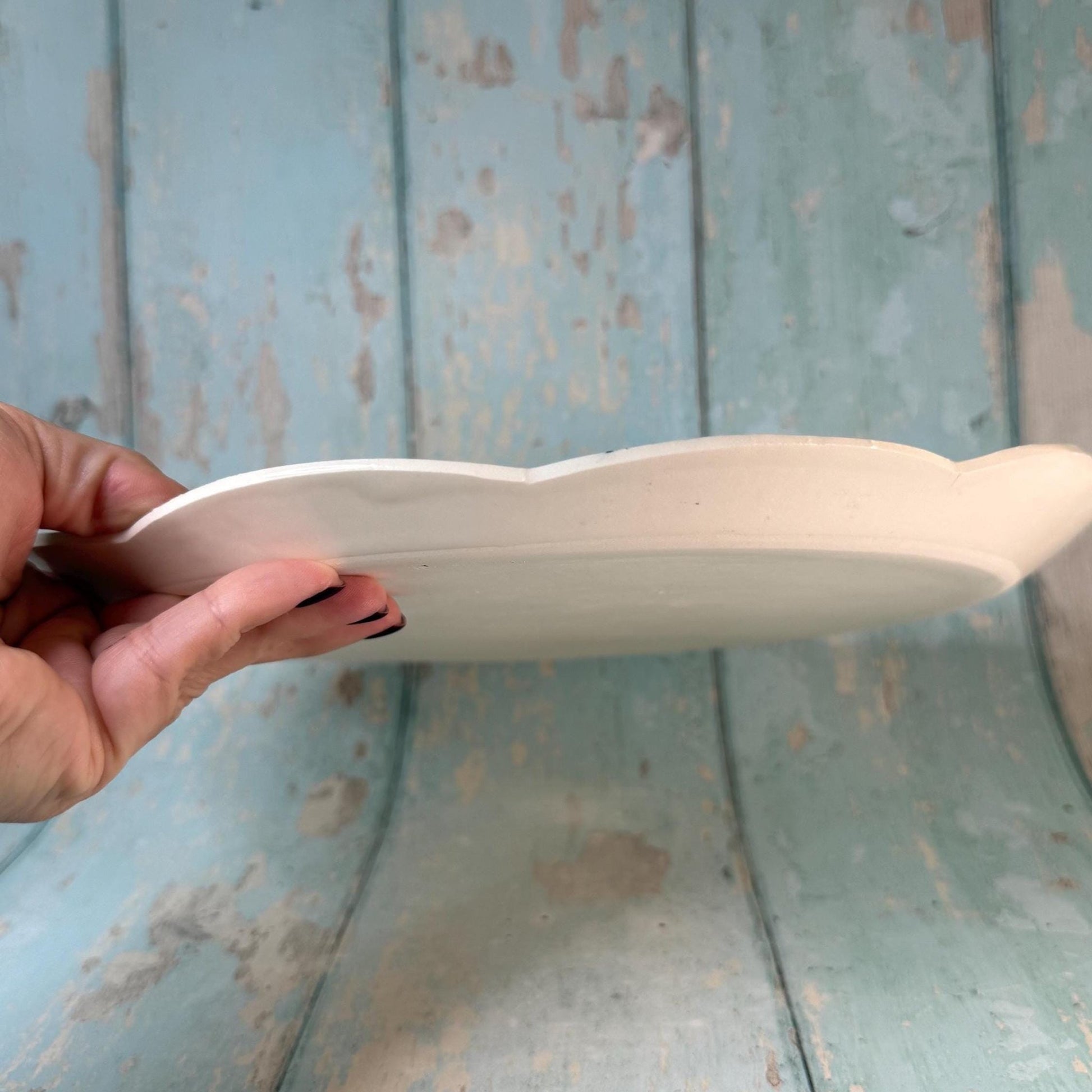 Large black and White Floral Platter - FJD Ceramics