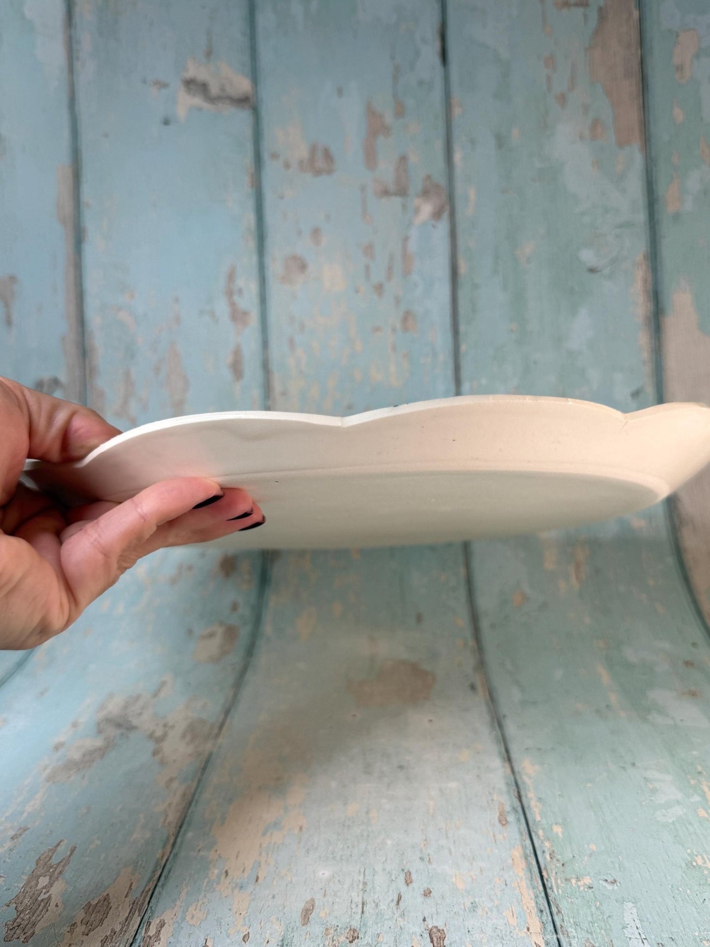 Large black and White Floral Platter - FJD Ceramics