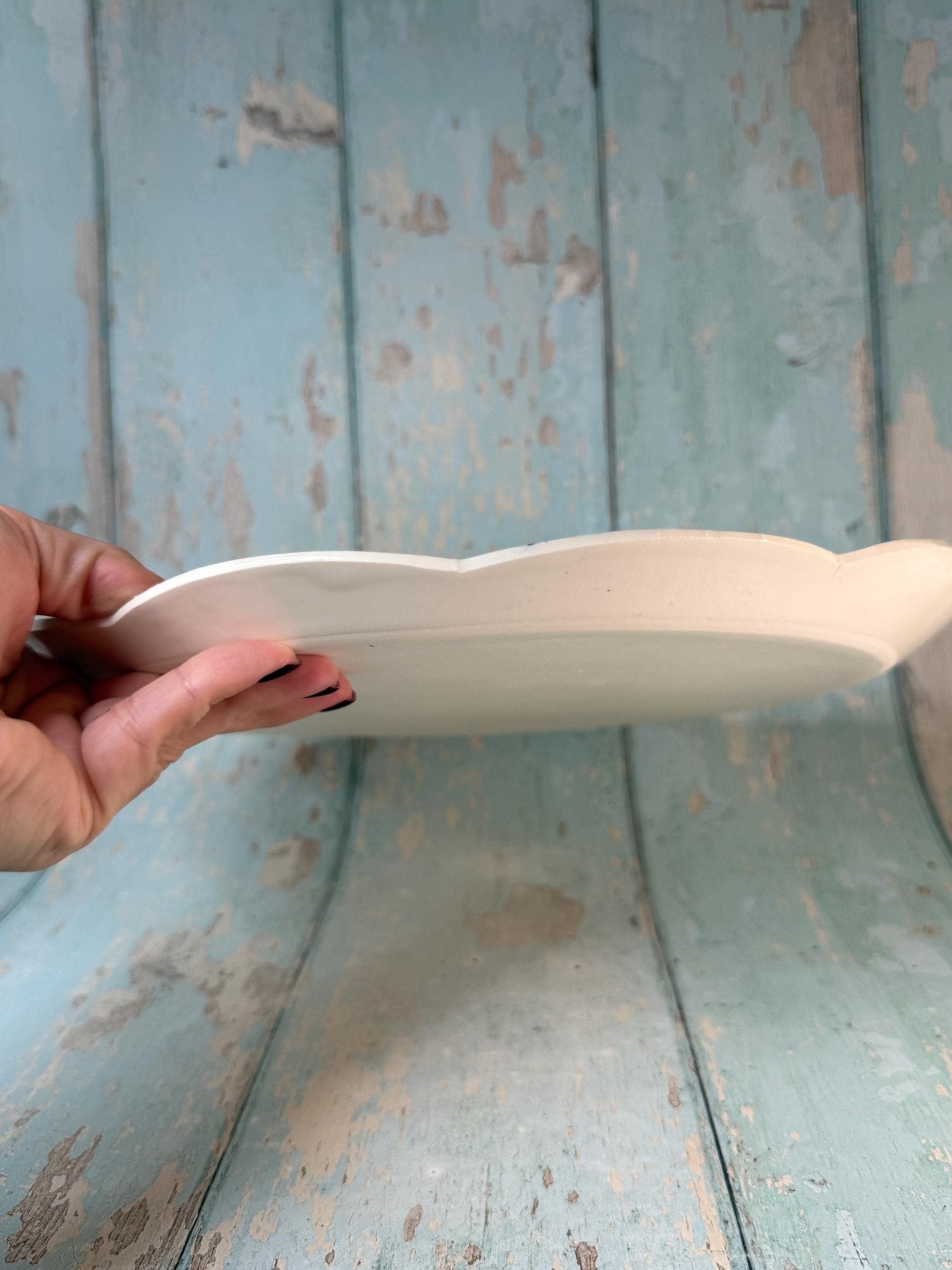 Large black and White Floral Platter - FJD Ceramics