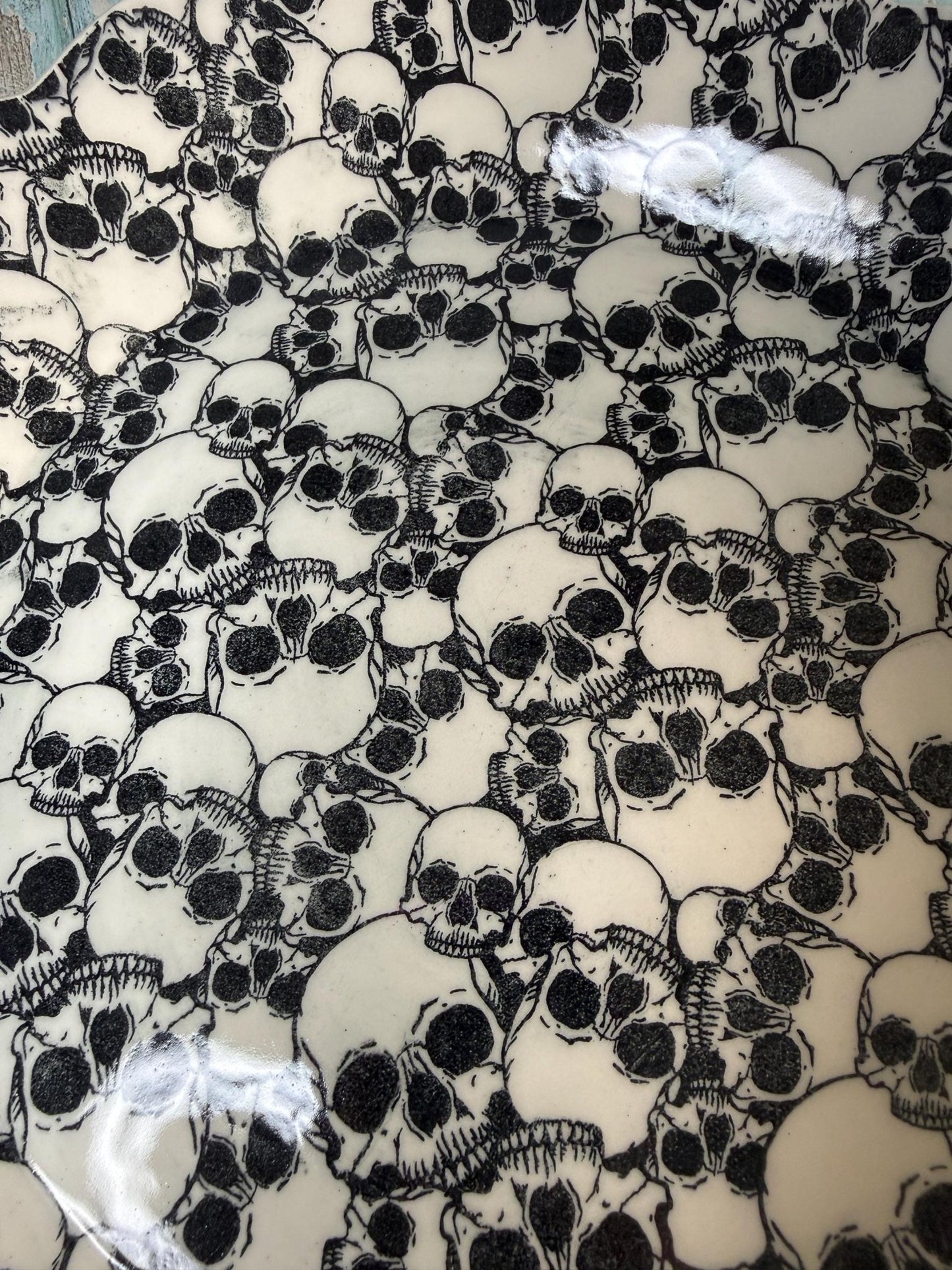 Large Black and White Skull Bowl - FJD Ceramics