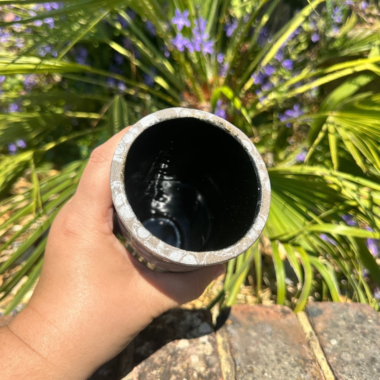 Large Skull Ceramic Tumbler, Whimsy Goth, Handmade Modern Cup - FJD Ceramics