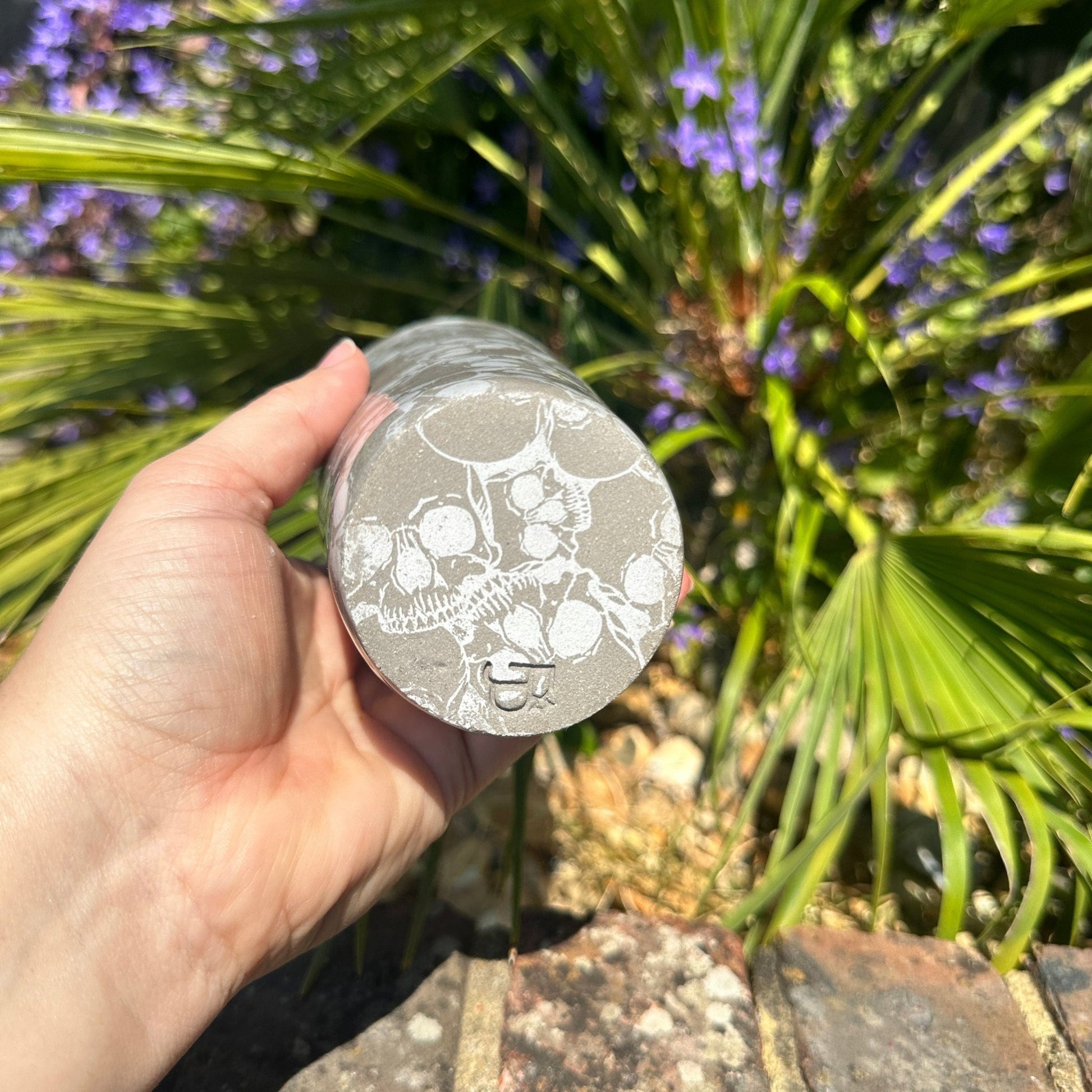 Large Skull Ceramic Tumbler, Whimsy Goth, Handmade Modern Cup - FJD Ceramics