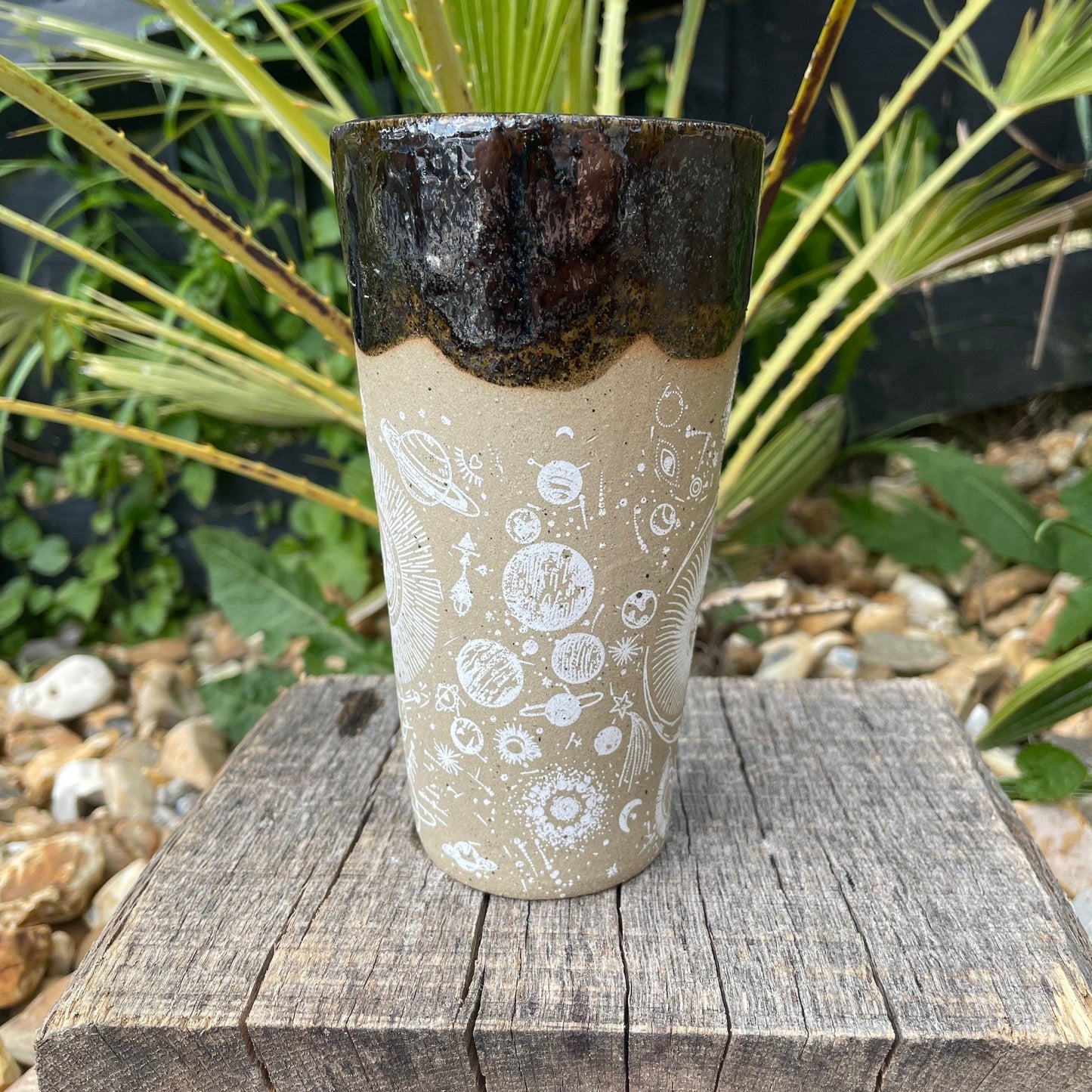 Large Space Ceramic Tumbler, Whimsy Goth, Handmade Modern Cup - FJD Ceramics