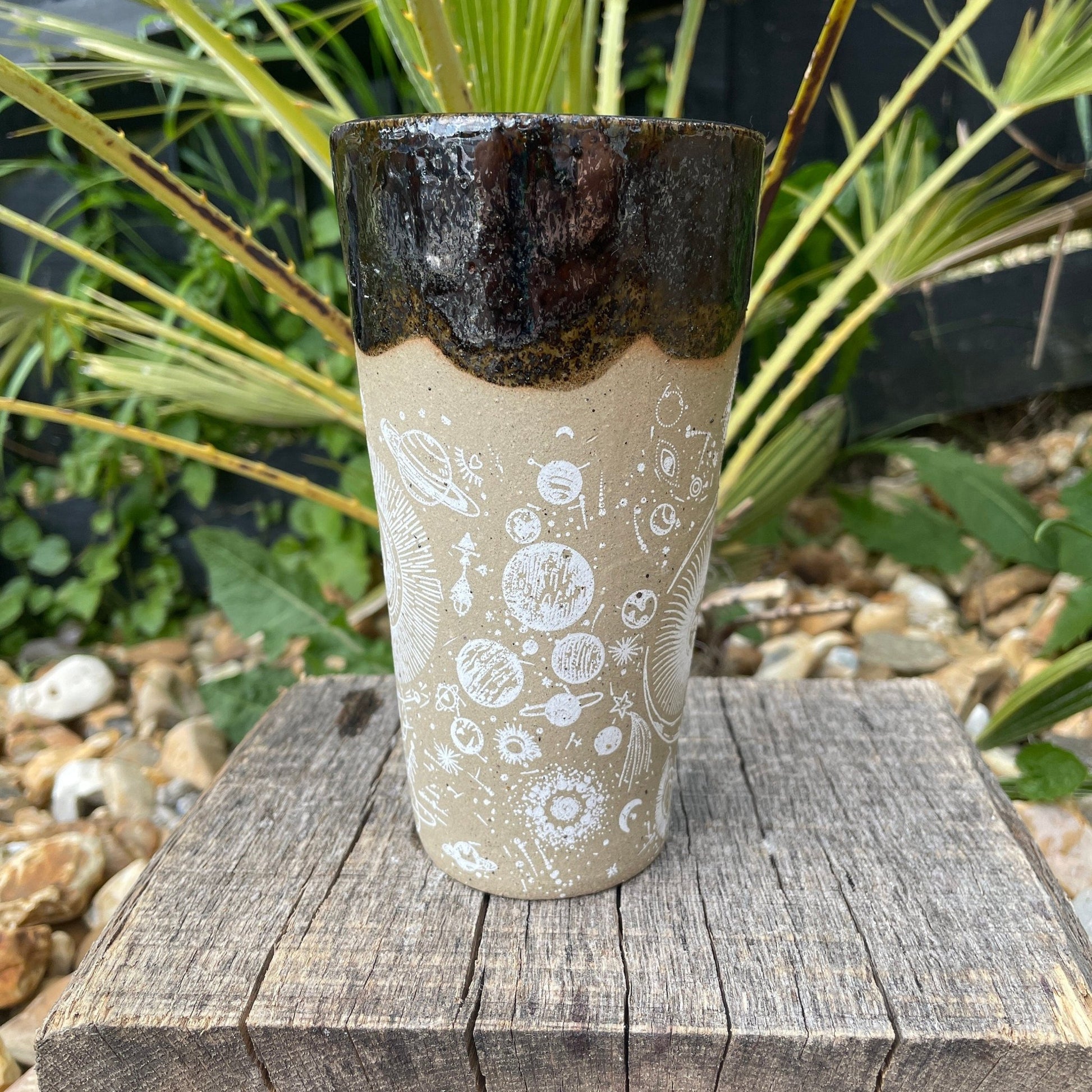 Large Space Ceramic Tumbler, Whimsy Goth, Handmade Modern Cup - FJD Ceramics