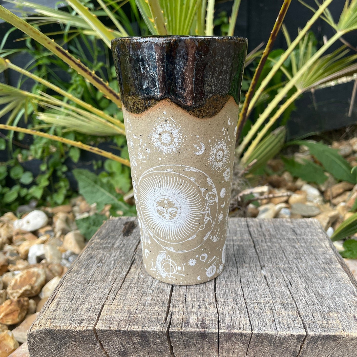 Large Space Ceramic Tumbler, Whimsy Goth, Handmade Modern Cup - FJD Ceramics