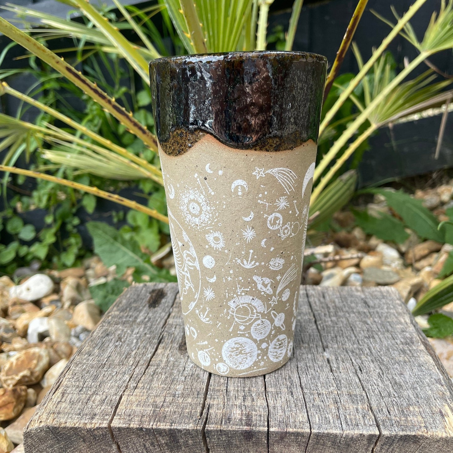 Large Space Ceramic Tumbler, Whimsy Goth, Handmade Modern Cup - FJD Ceramics