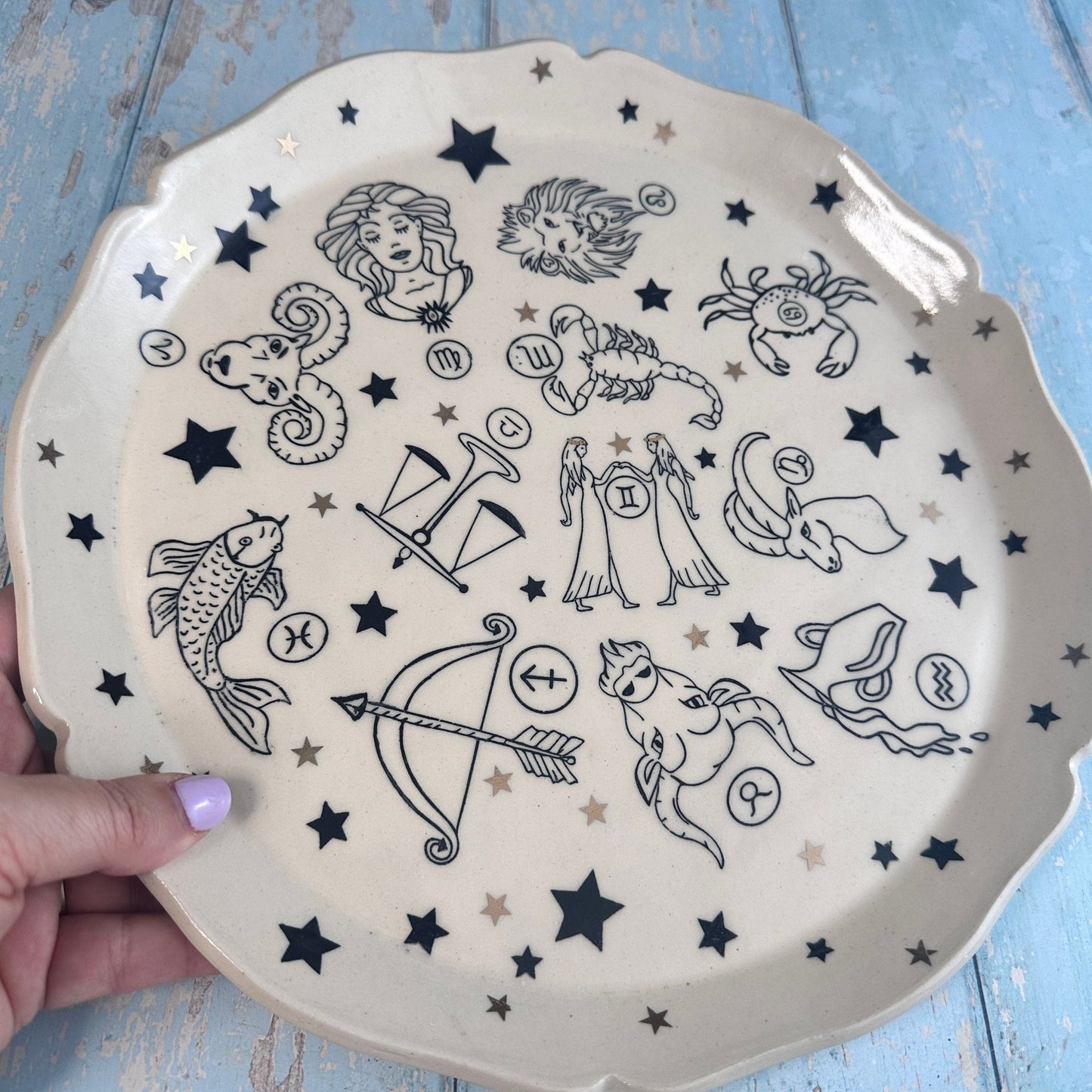 Large Zodiac Sign, Star Sign, Astrology Ceramic Platter - FJD Ceramics